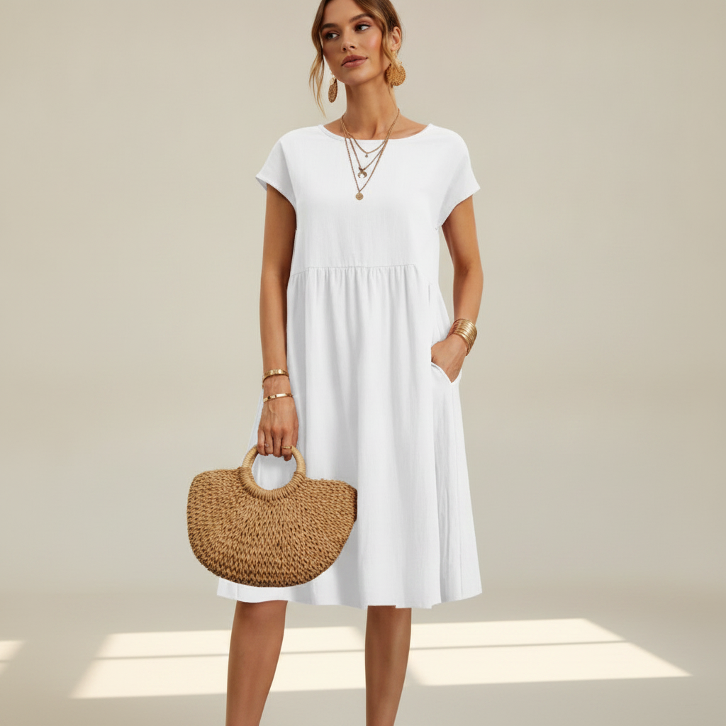 Nubia - Vestido Midi Elegante con Cuello Circular
