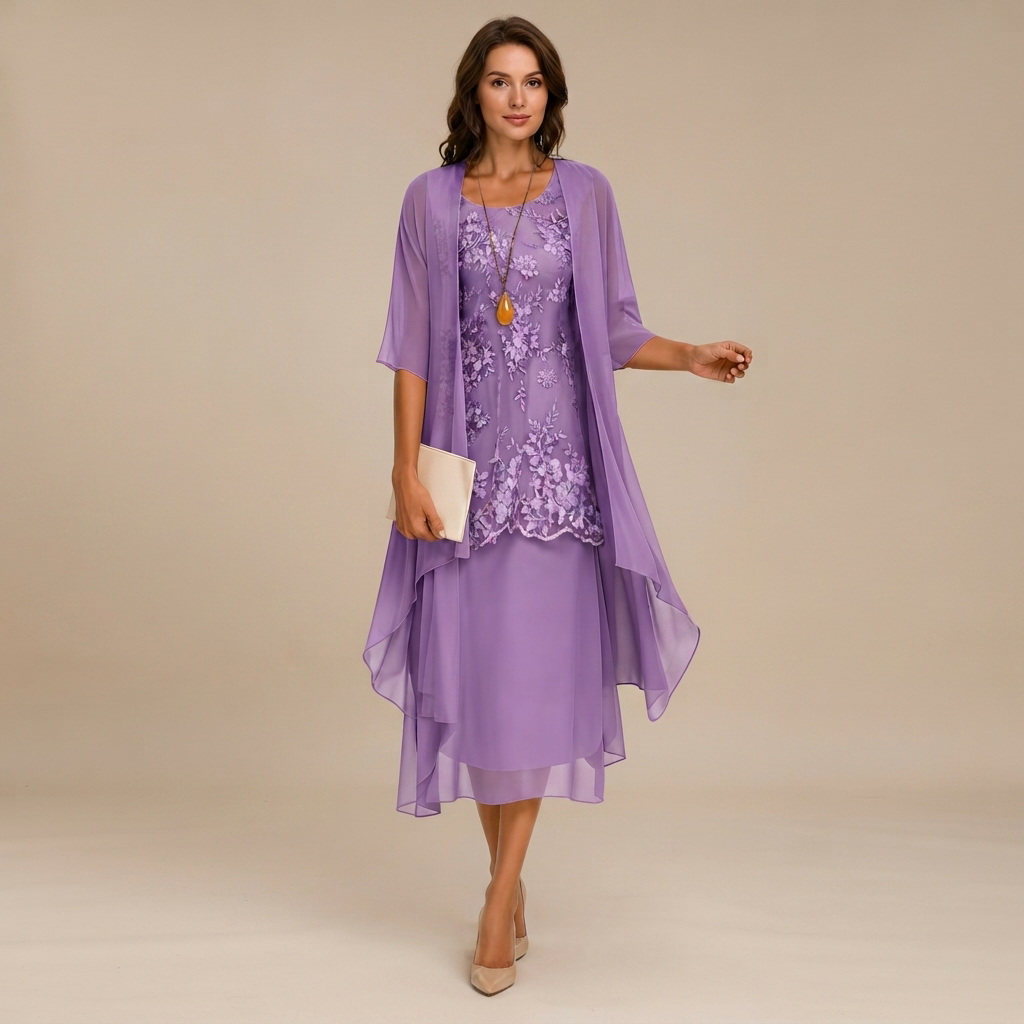 Krystal - Vestido Midi Sofisticado de Dos Piezas