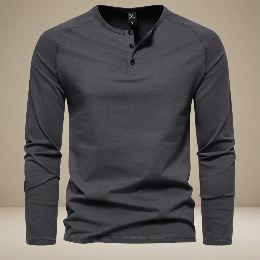 Keyhan - Camiseta Henley de Estilo Tradicional
