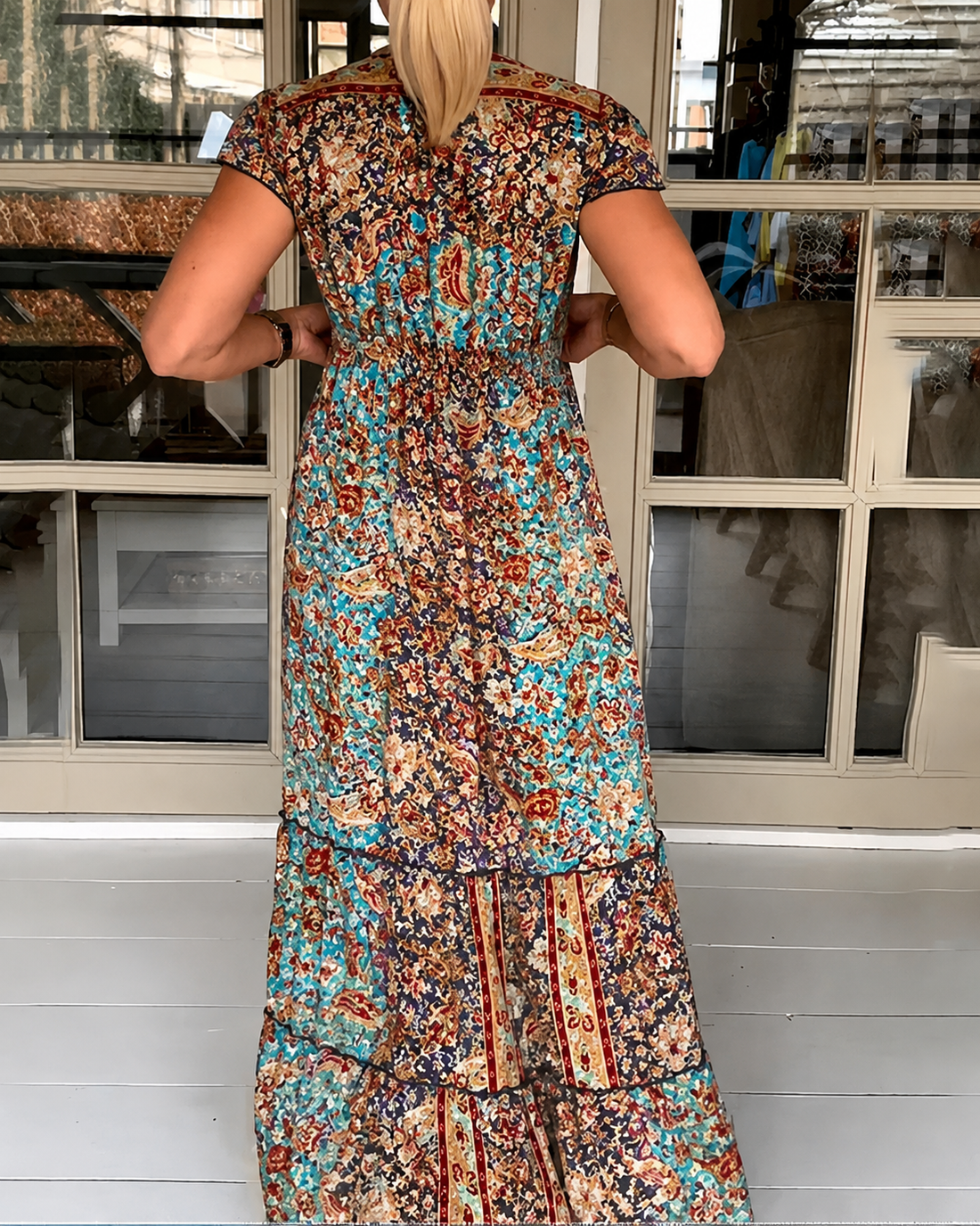 Calneshia - Vestido Largo Elegante con Escote en V
