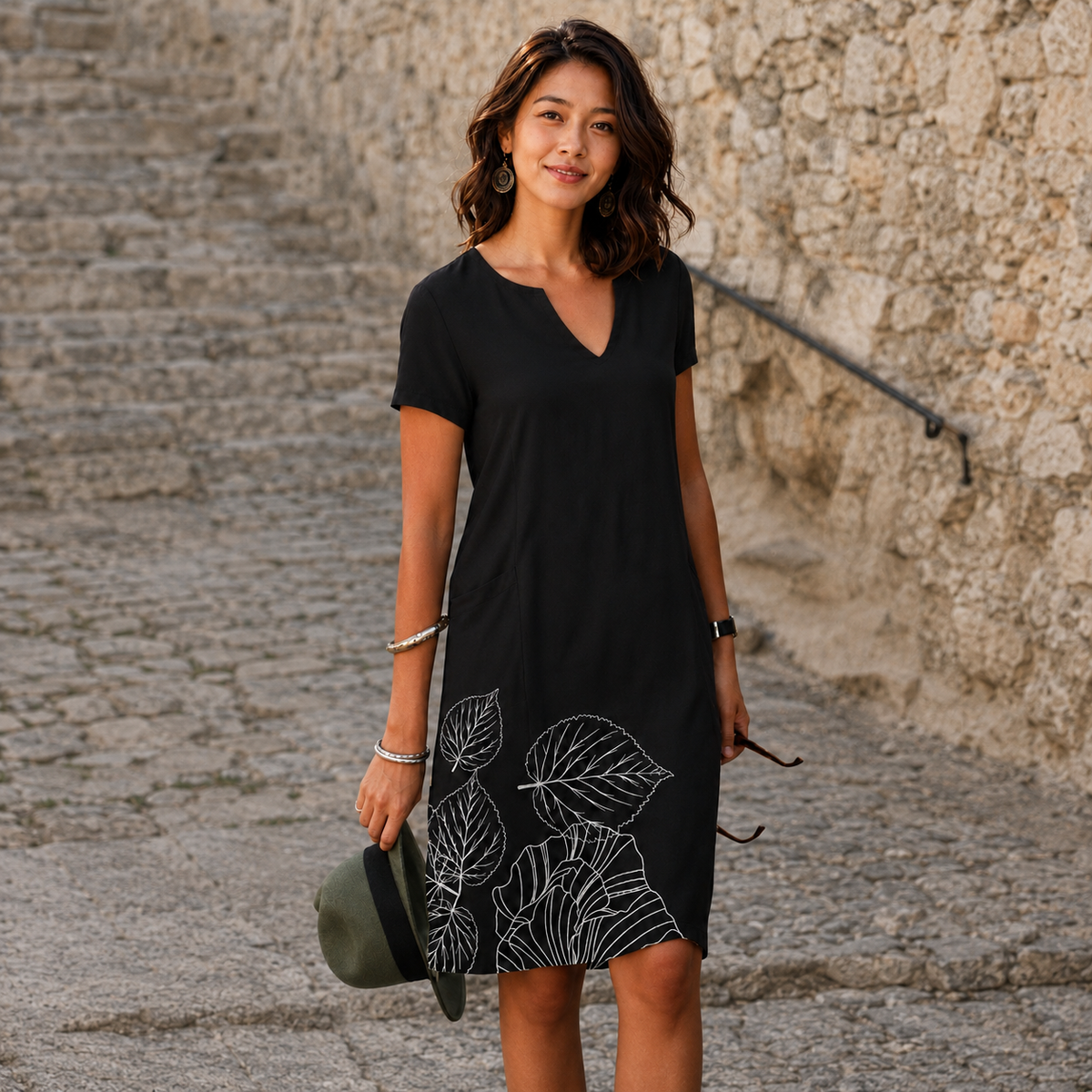 Josette - Vestido Midi Casual con Escote en V