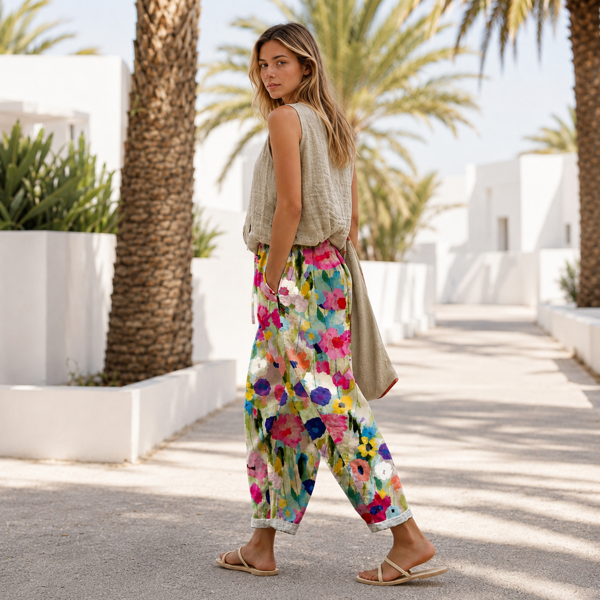 Kheyri - Pantalones Livianos con Estampado Floral