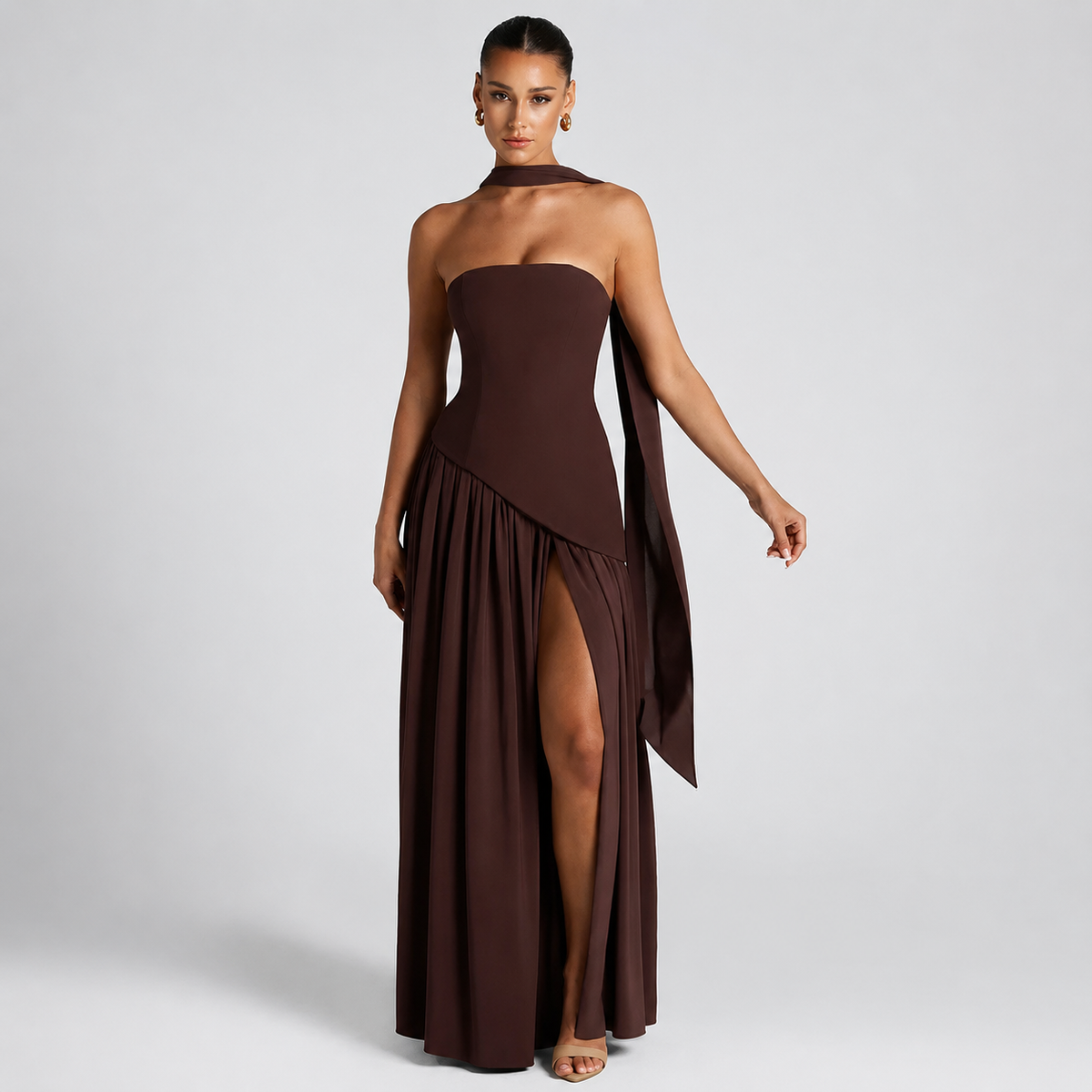 Fatimea - Vestido Maxi Sofisticado con Top Sin Mangas