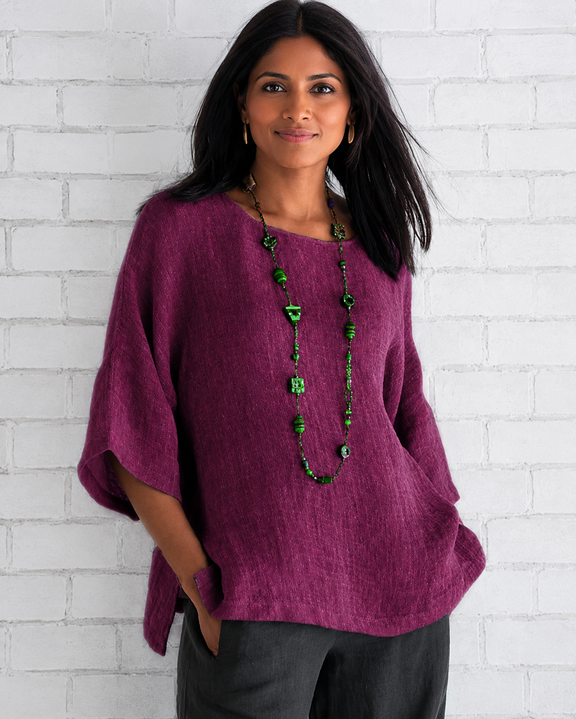 Natalina - Blusa con Elegante Escote Redondo