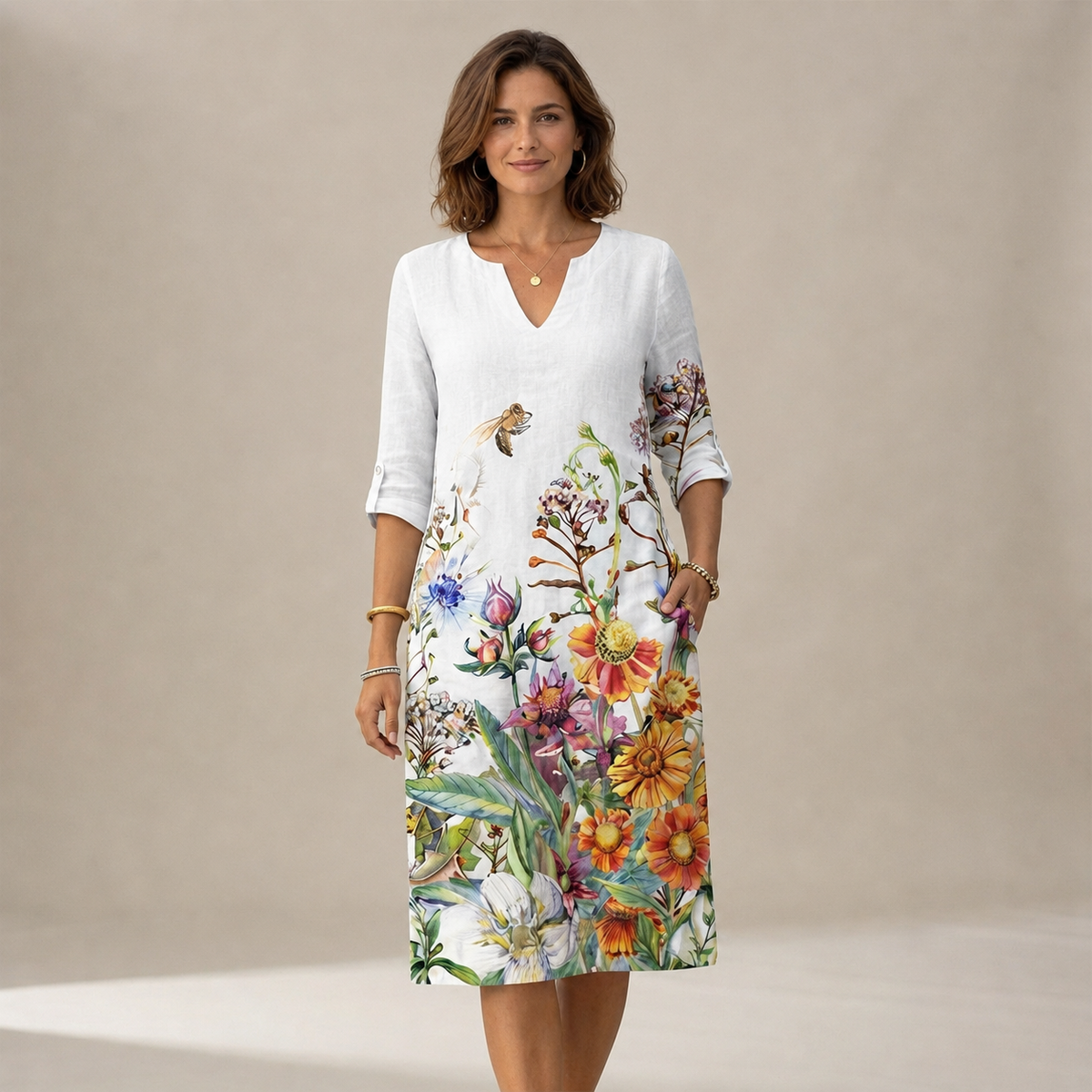 Ninna - Vestido Sofisticado y Suelto con Escote en V