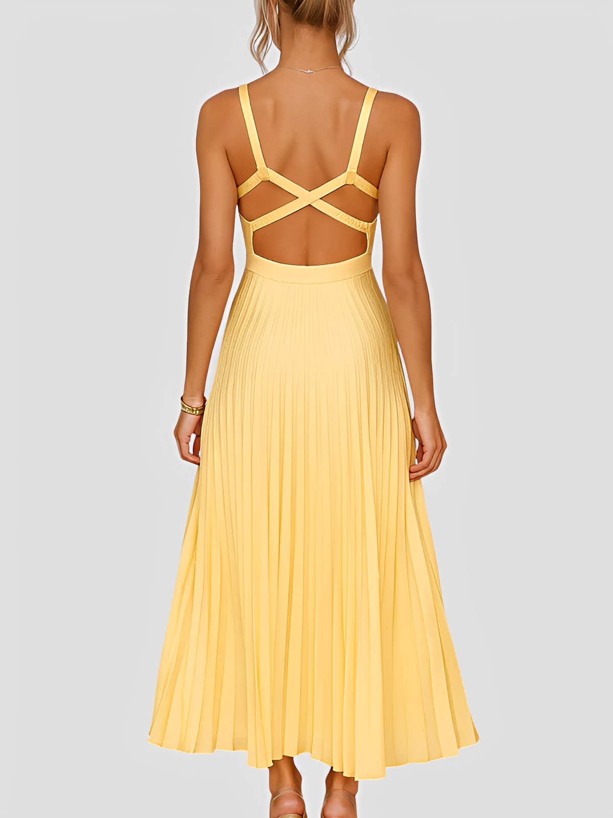 Anjanae - Vestido Sofisticado con Pliegues y Escote en V