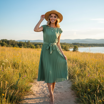 Jelica - Vestido Midi Elegante con Pliegues