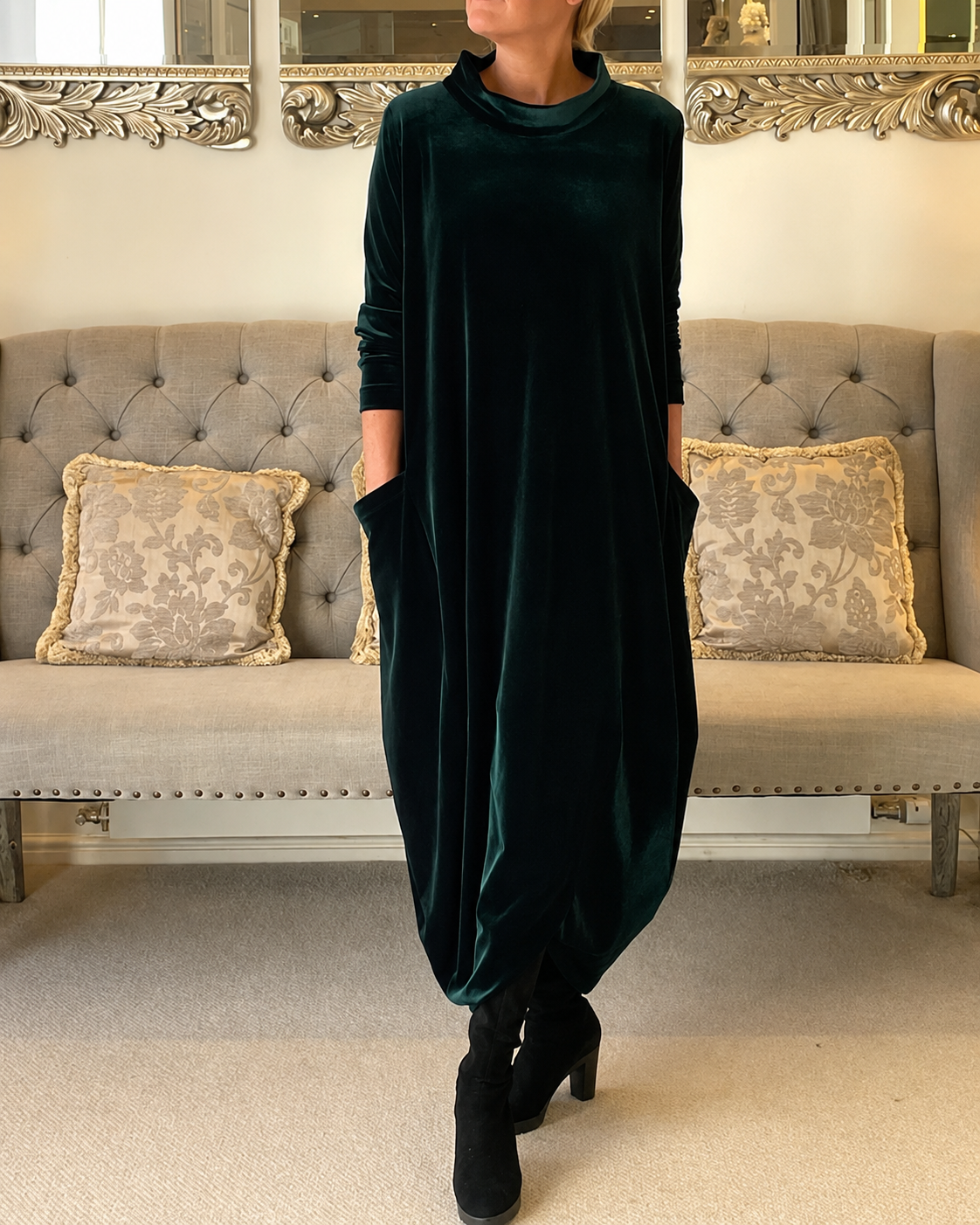 Zalinia - Vestido Elegante con Escote Redondo