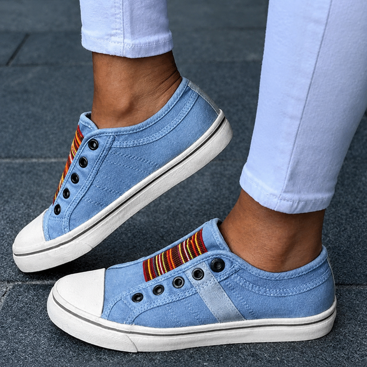 Jorrie - Zapatillas Clásicas de Tela con Elástico