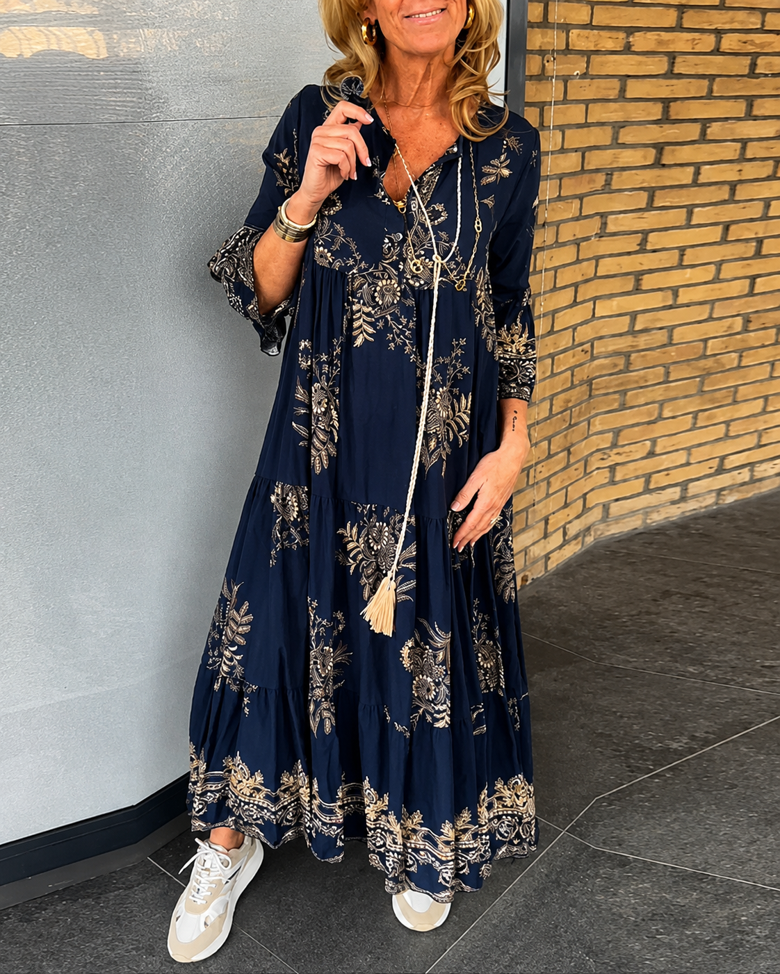 Bélise - Vestido Suelto Estilo Vintage con Escote en V