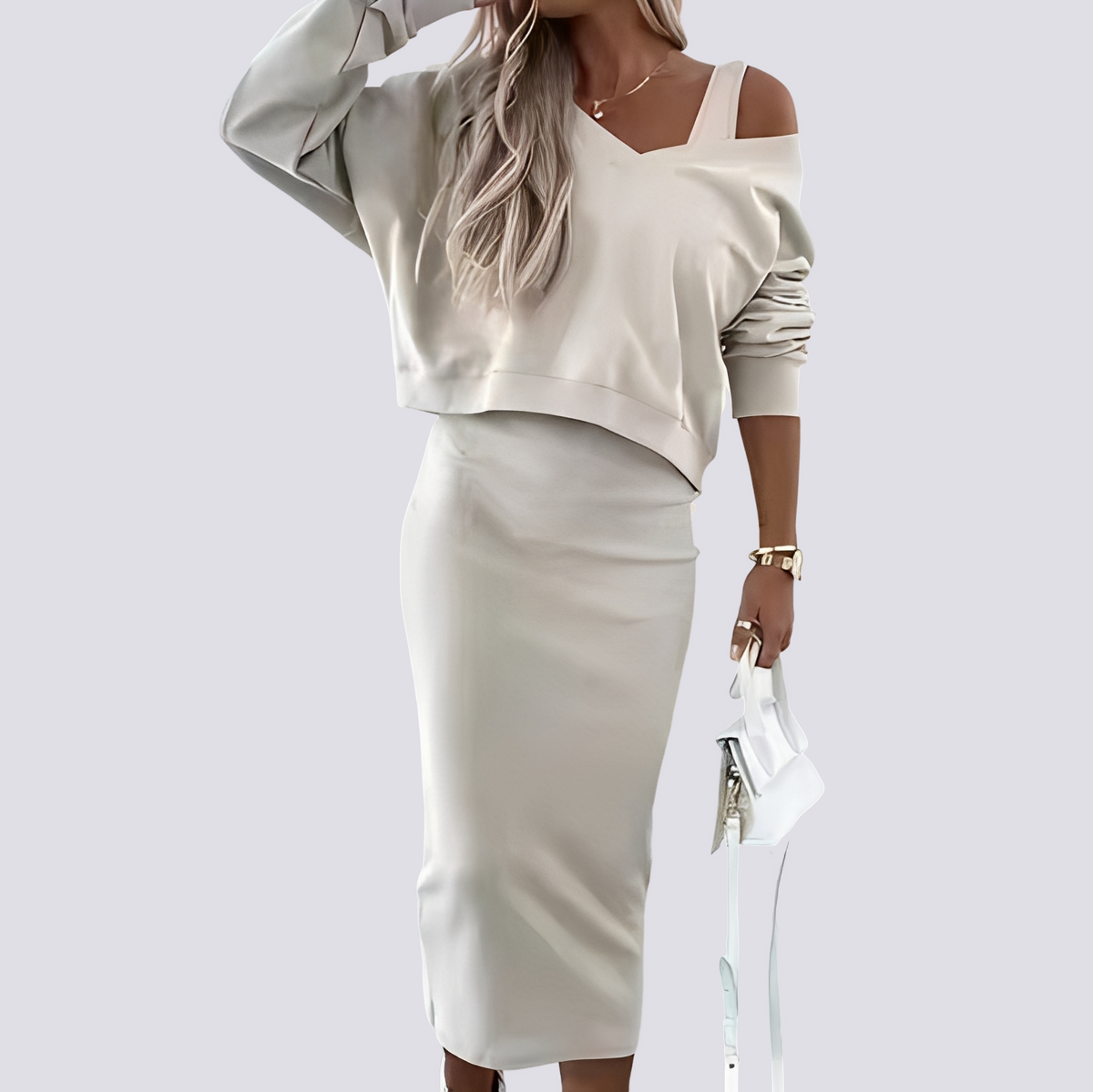 Elsie - Conjunto de Vestido de Dos Piezas Elegante
