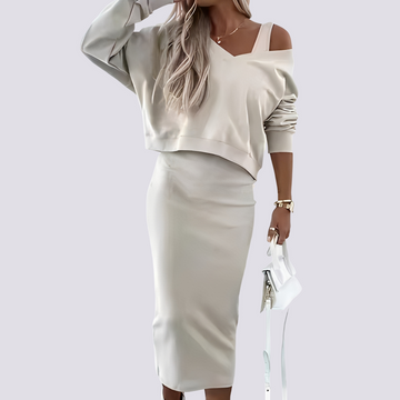 Elsie - Conjunto de Vestido de Dos Piezas Elegante
