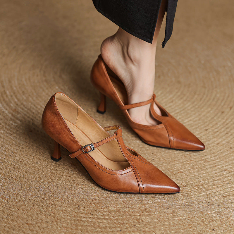 Ellis - Tacones de Aguja Elegantes con Hebilla en T