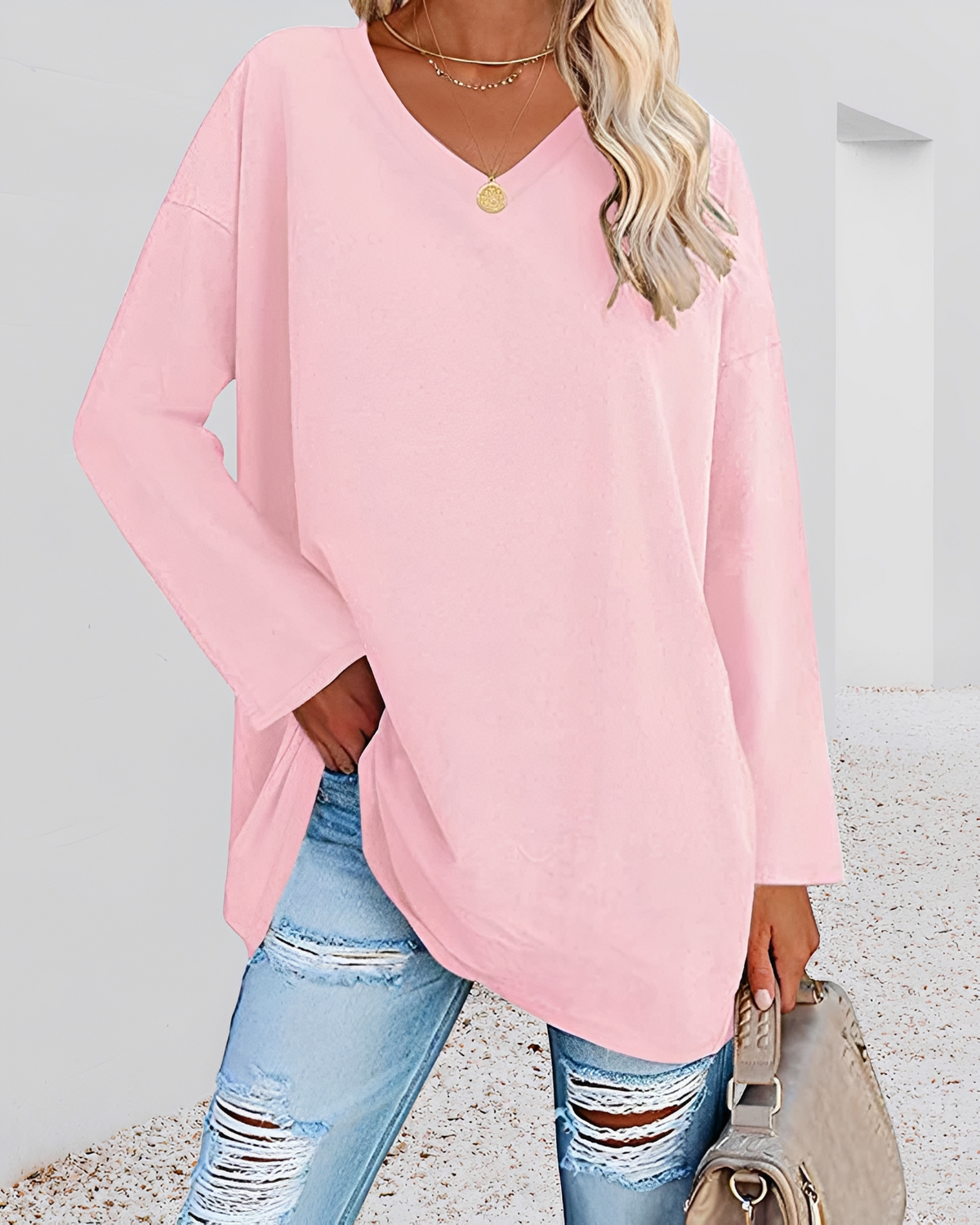 Kendra - Blusa Holgada con Escote en V Elegante