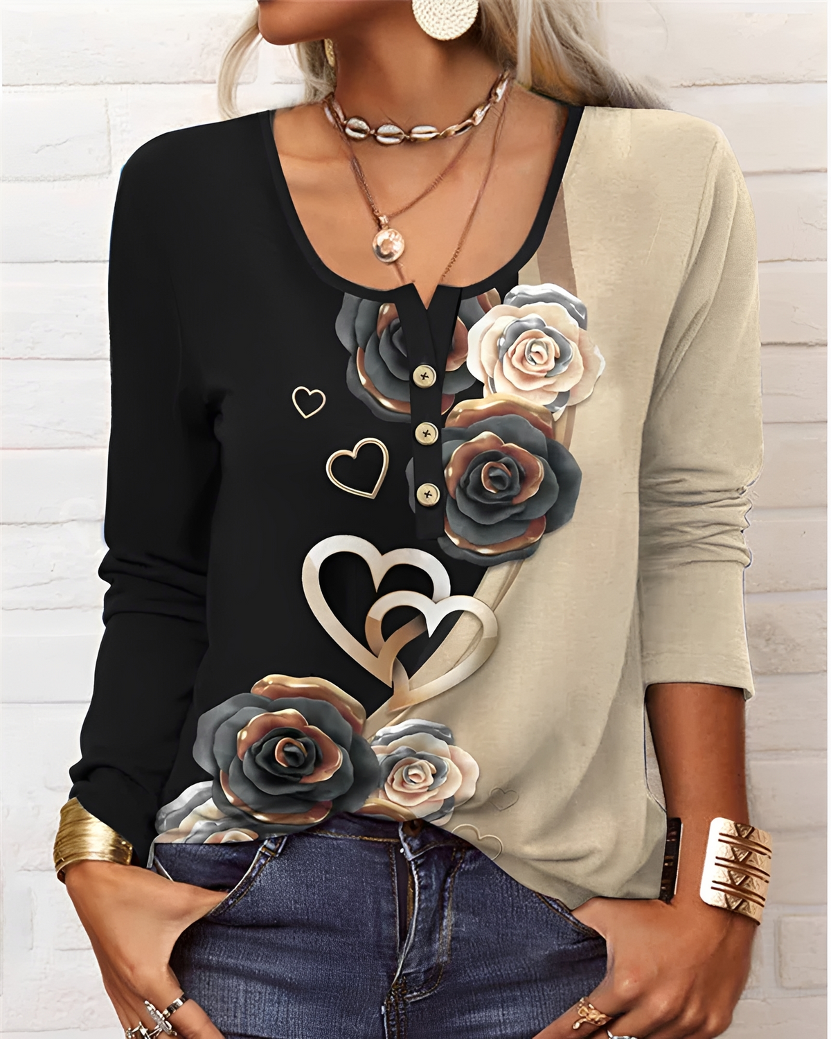 Alejandra - Blusa Moderna con Botón Parcial