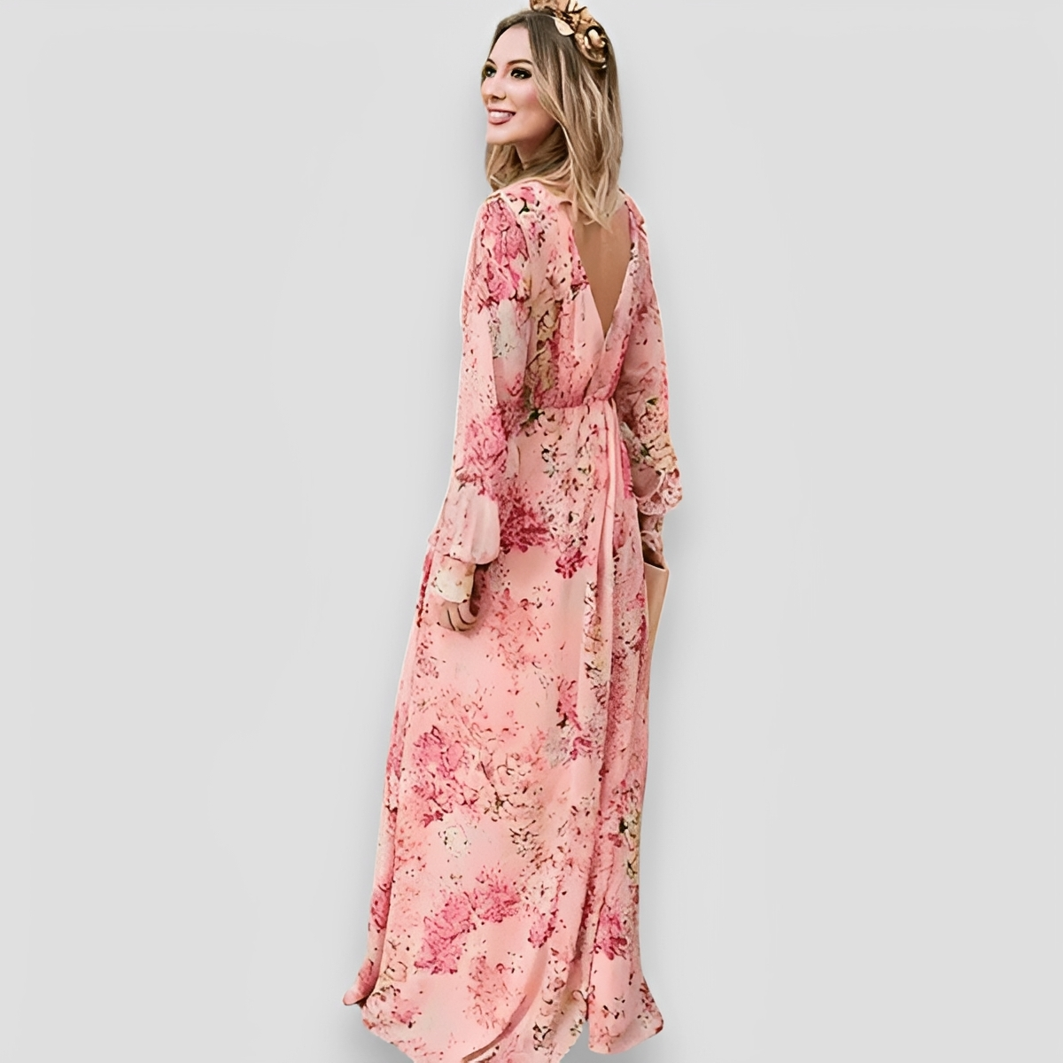 Elanisse - Vestido Maxi con Cuello en V Sofisticado