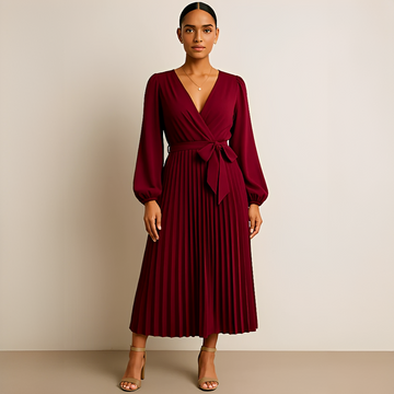 Naomi - Vestido Sofisticado con Pliegues y Escote Cruzado en V