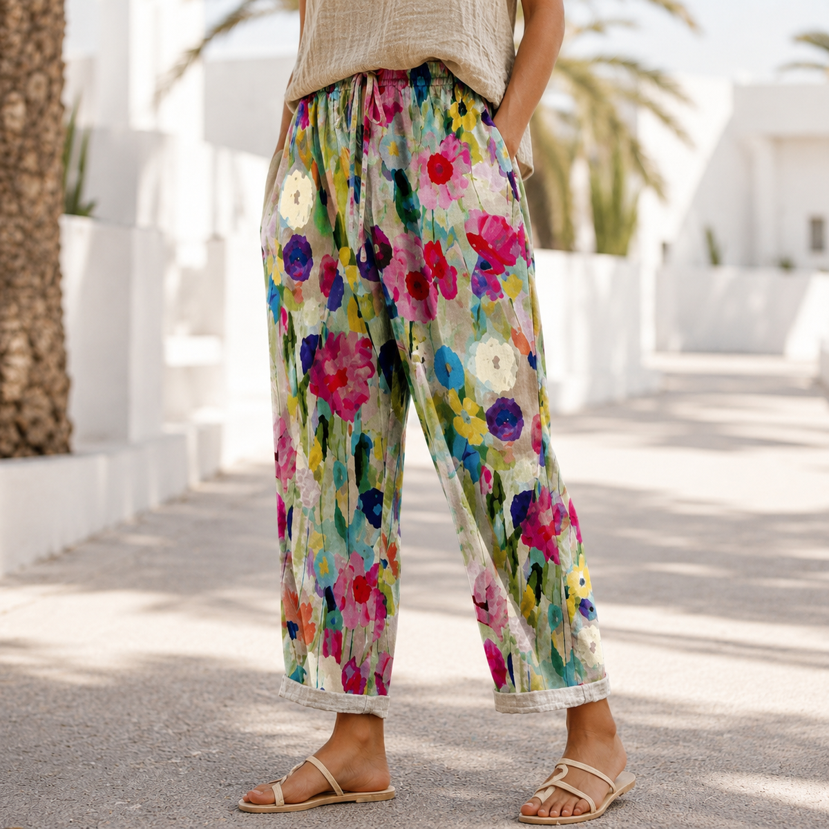 Kheyri - Pantalones Livianos con Estampado Floral