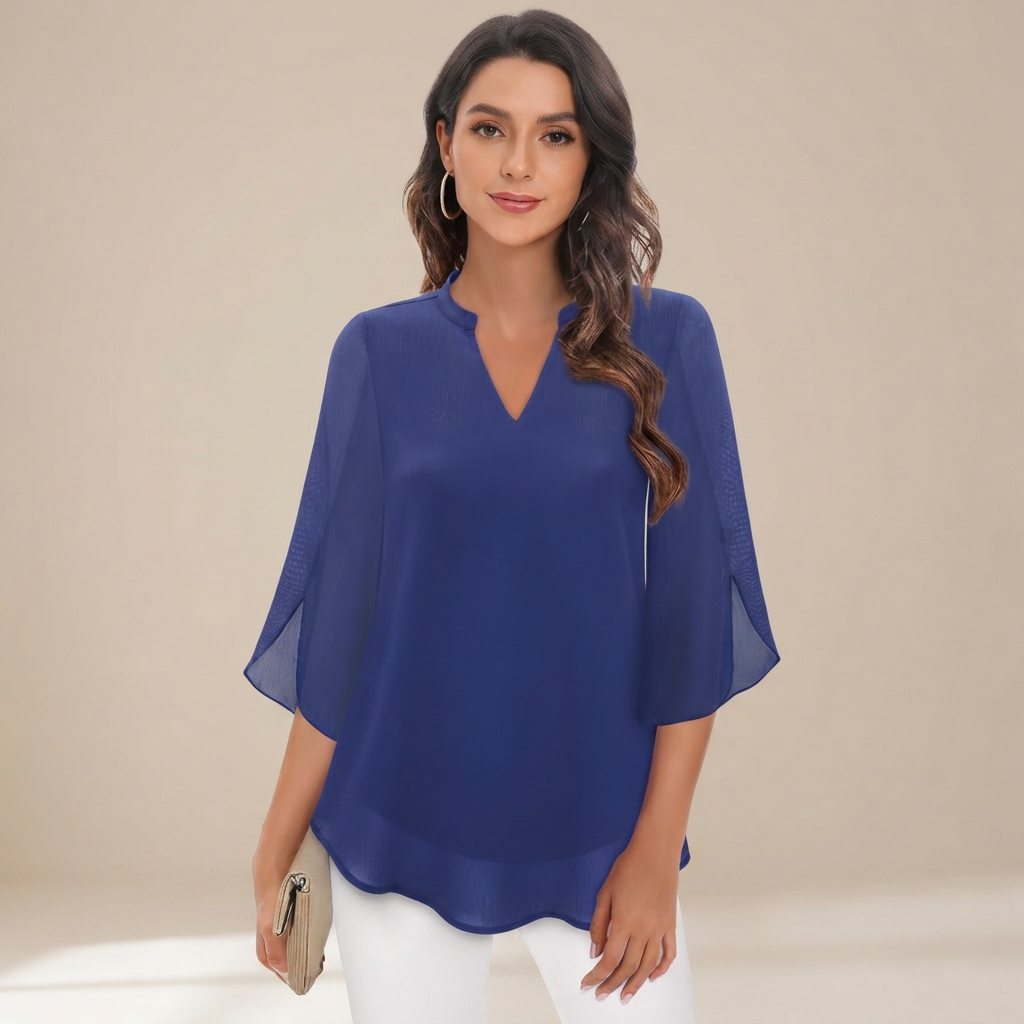 Arsine - Blusa Estilosa de Corte Holgado con Escote en V