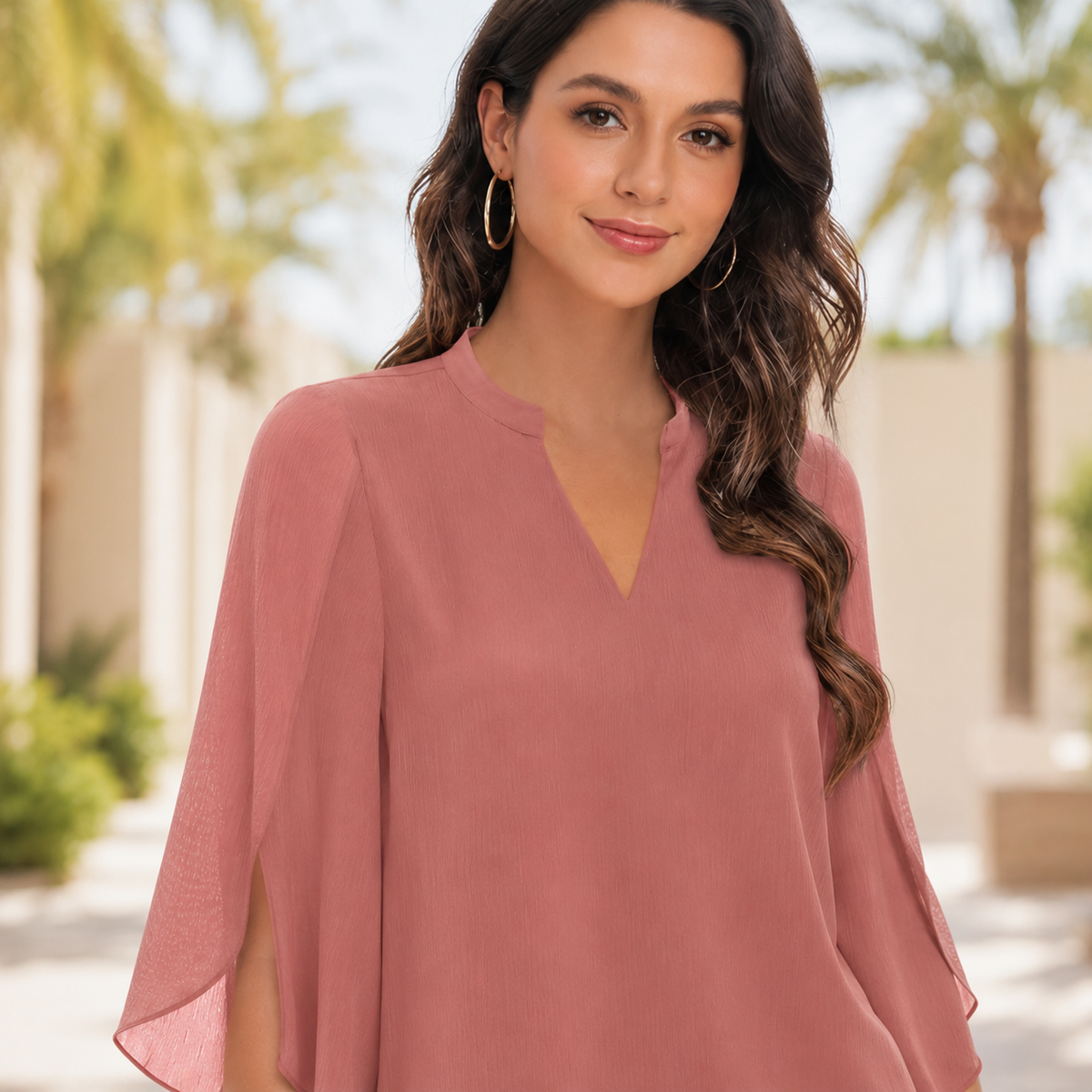 Arsine - Blusa Estilosa de Corte Holgado con Escote en V