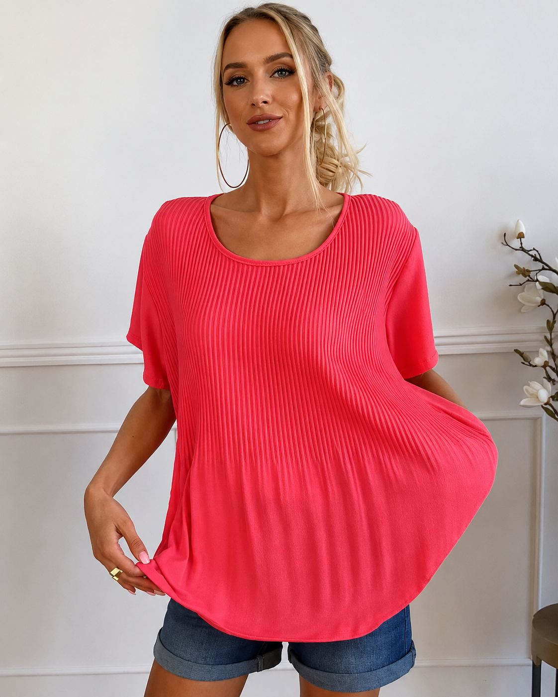 Rainelda - Blusa con Pliegues Sofisticada