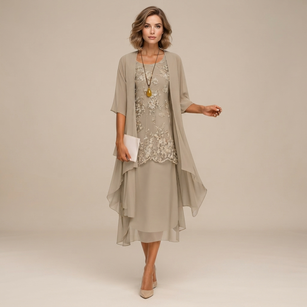 Krystal - Vestido Midi Sofisticado de Dos Piezas