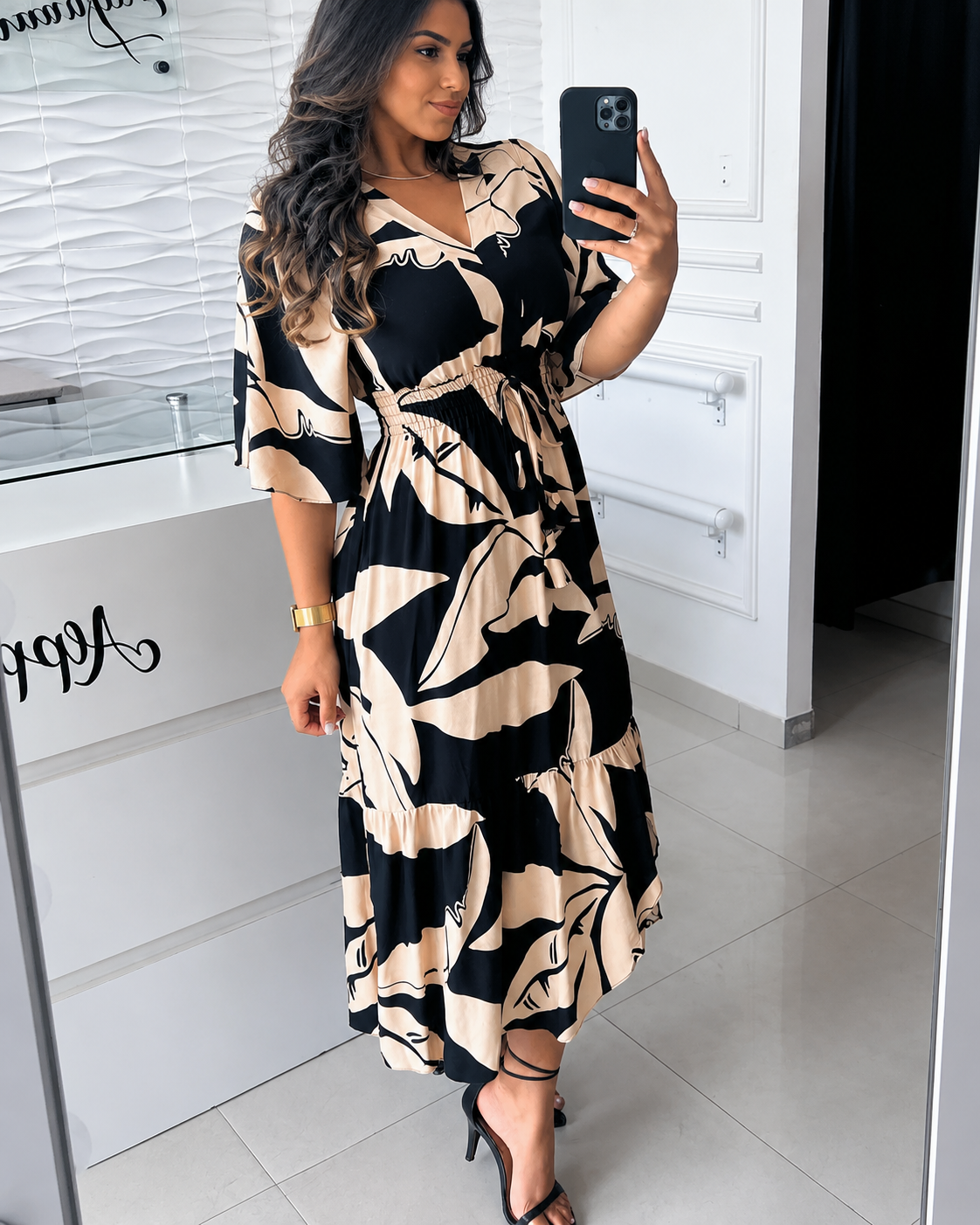 Agathe - Vestido Midi Sofisticado con Escote en V