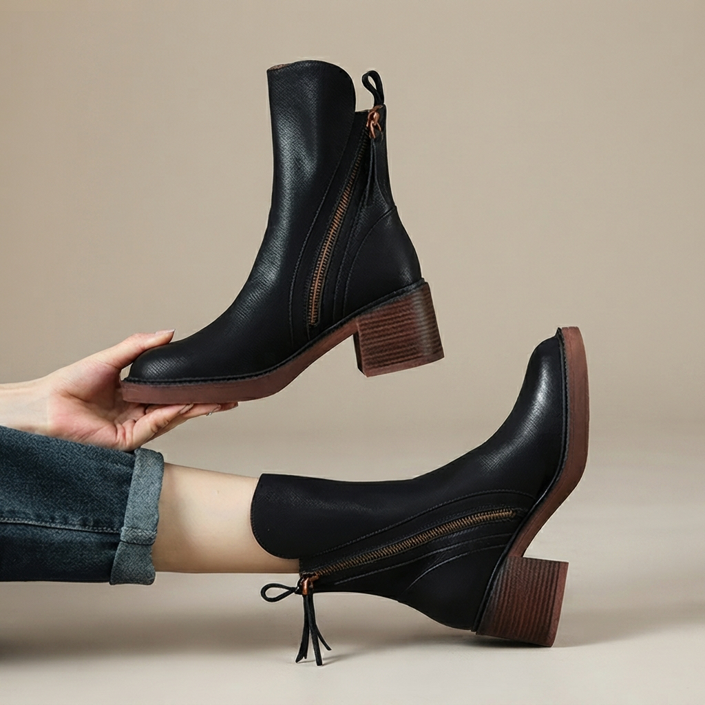 Jadonna - Botas Elegantes con Tacón y Cremallera