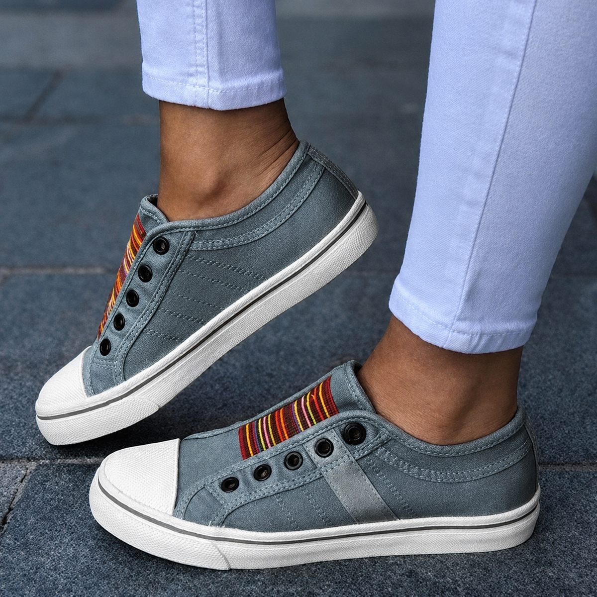 Jorrie - Zapatillas Clásicas de Tela con Elástico
