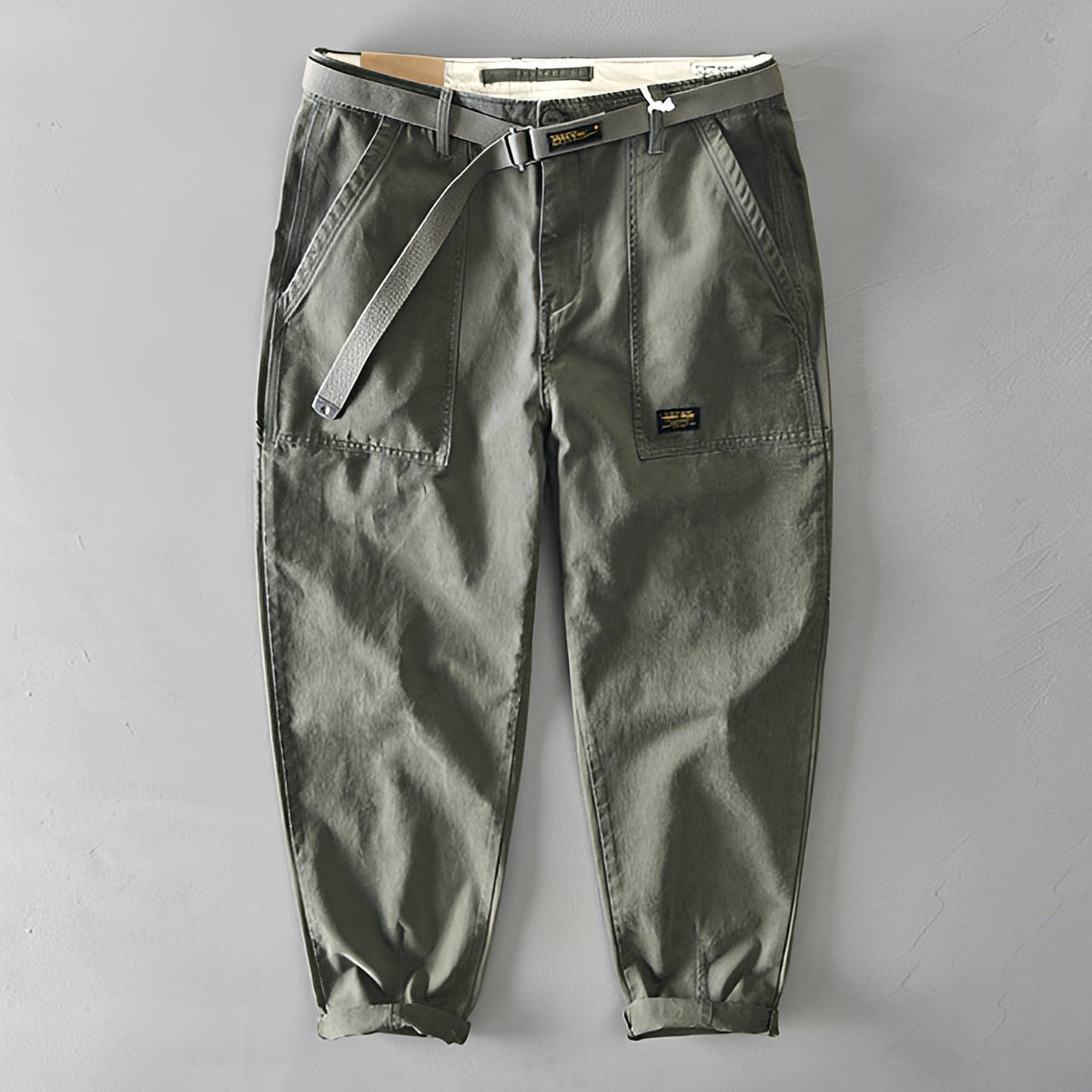 Jeoffrey - Pantalones Casuales con Cinturón y Ajuste Holgado
