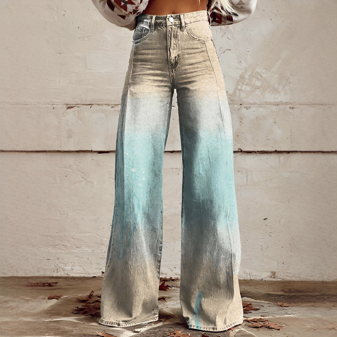 Shelley - Jeans de Pierna Ancha con Estampado para Uso Diario