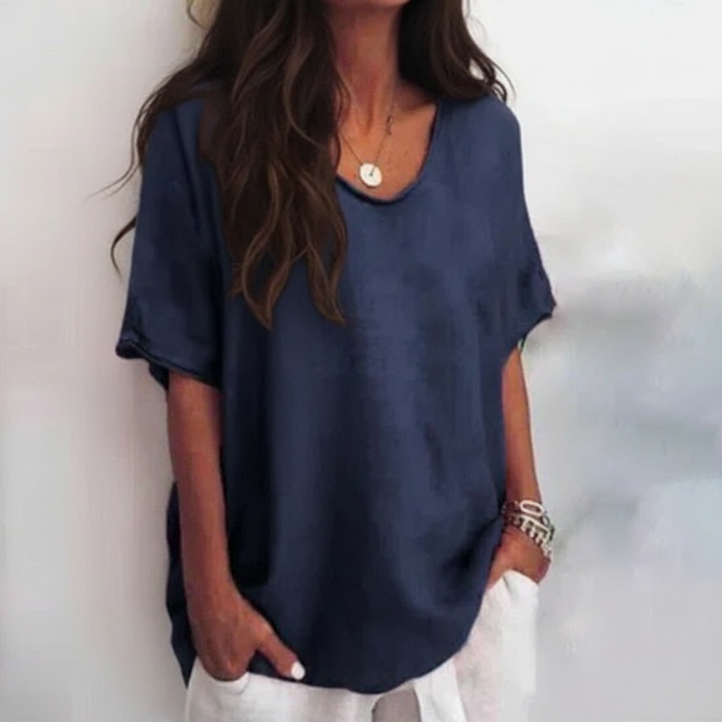 Aurora - Camiseta Casual de Cuello Redondo