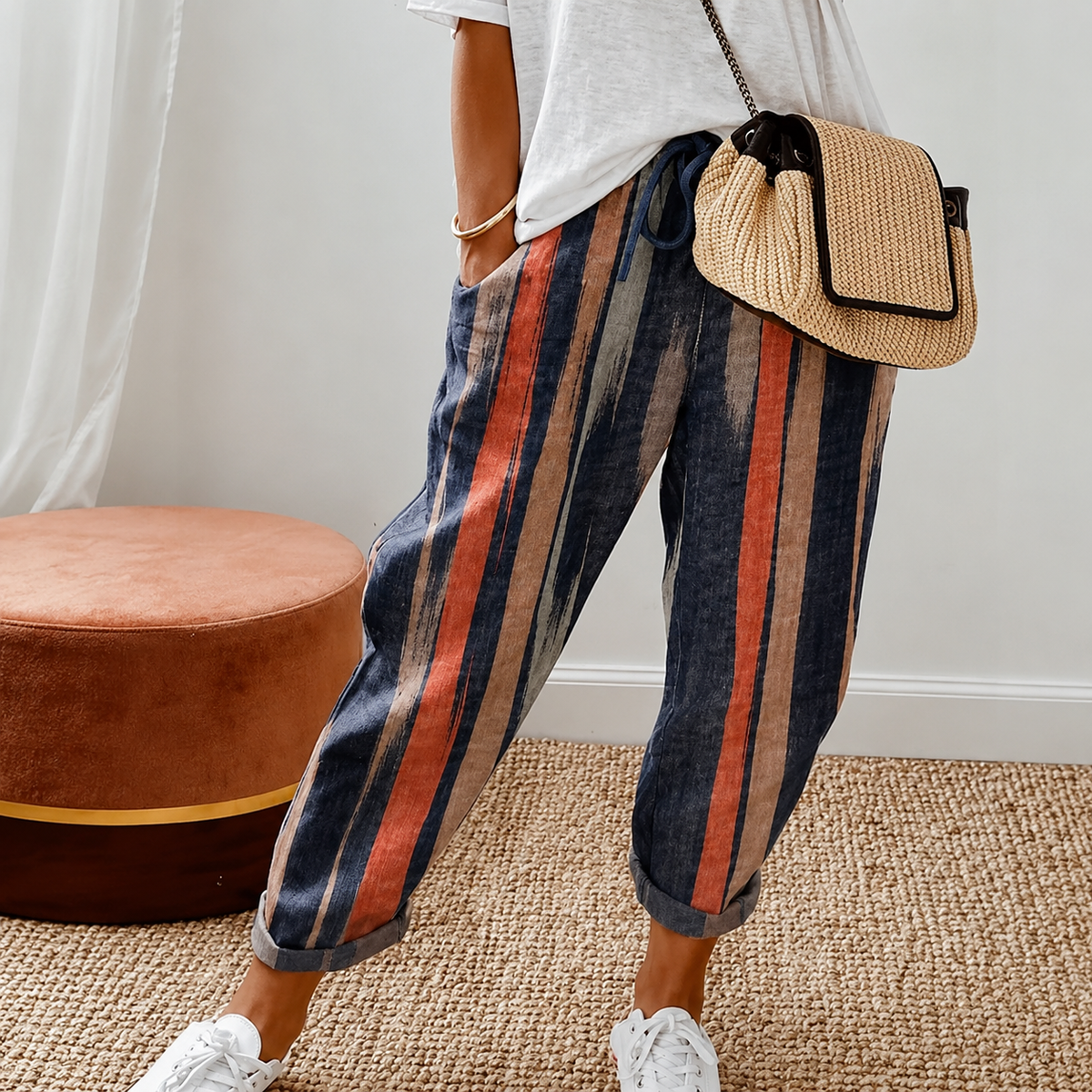 Chelease - Pantalones con Cuerda para Uso Diario