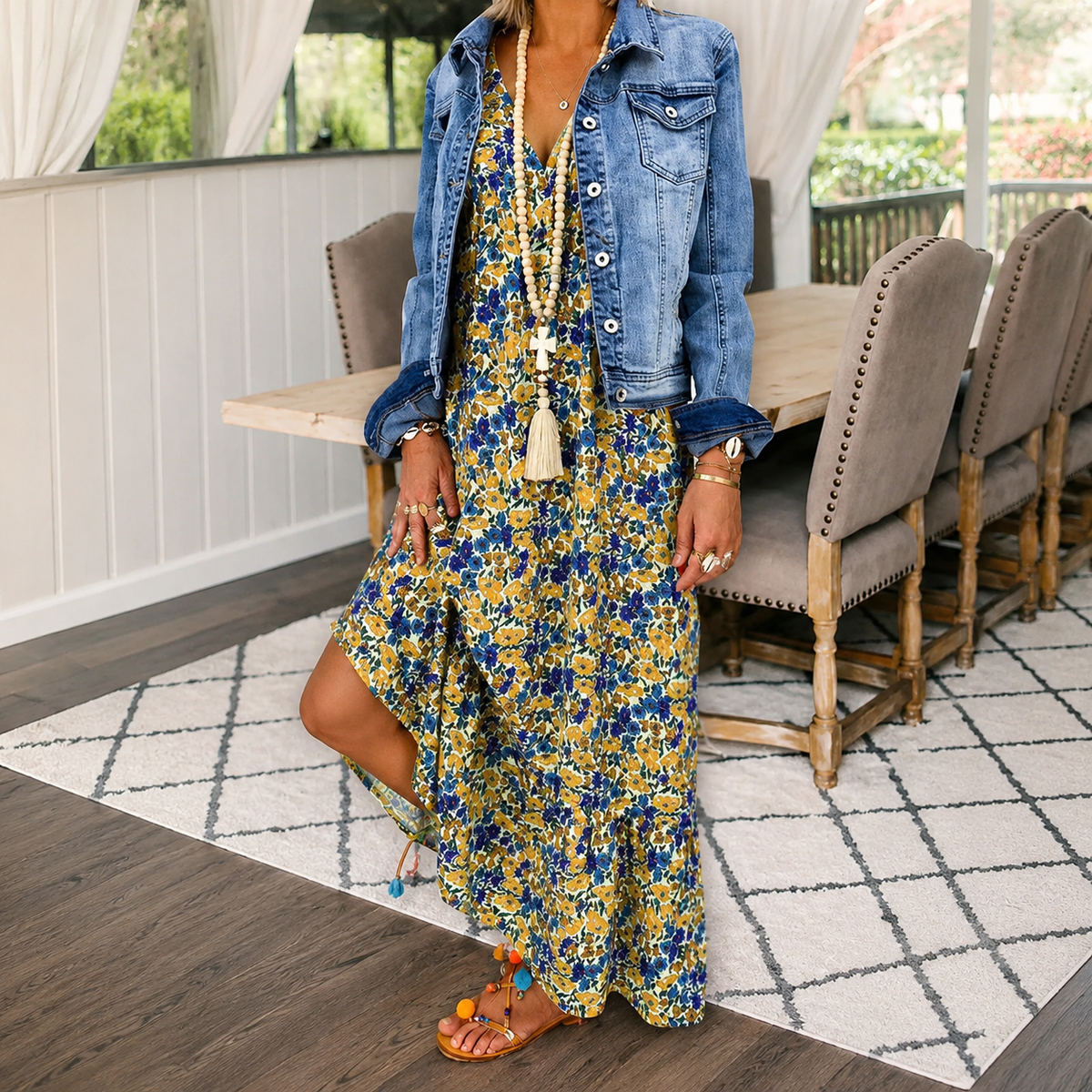Shalisha - Vestido Bohemio Sofisticado con Escote en V