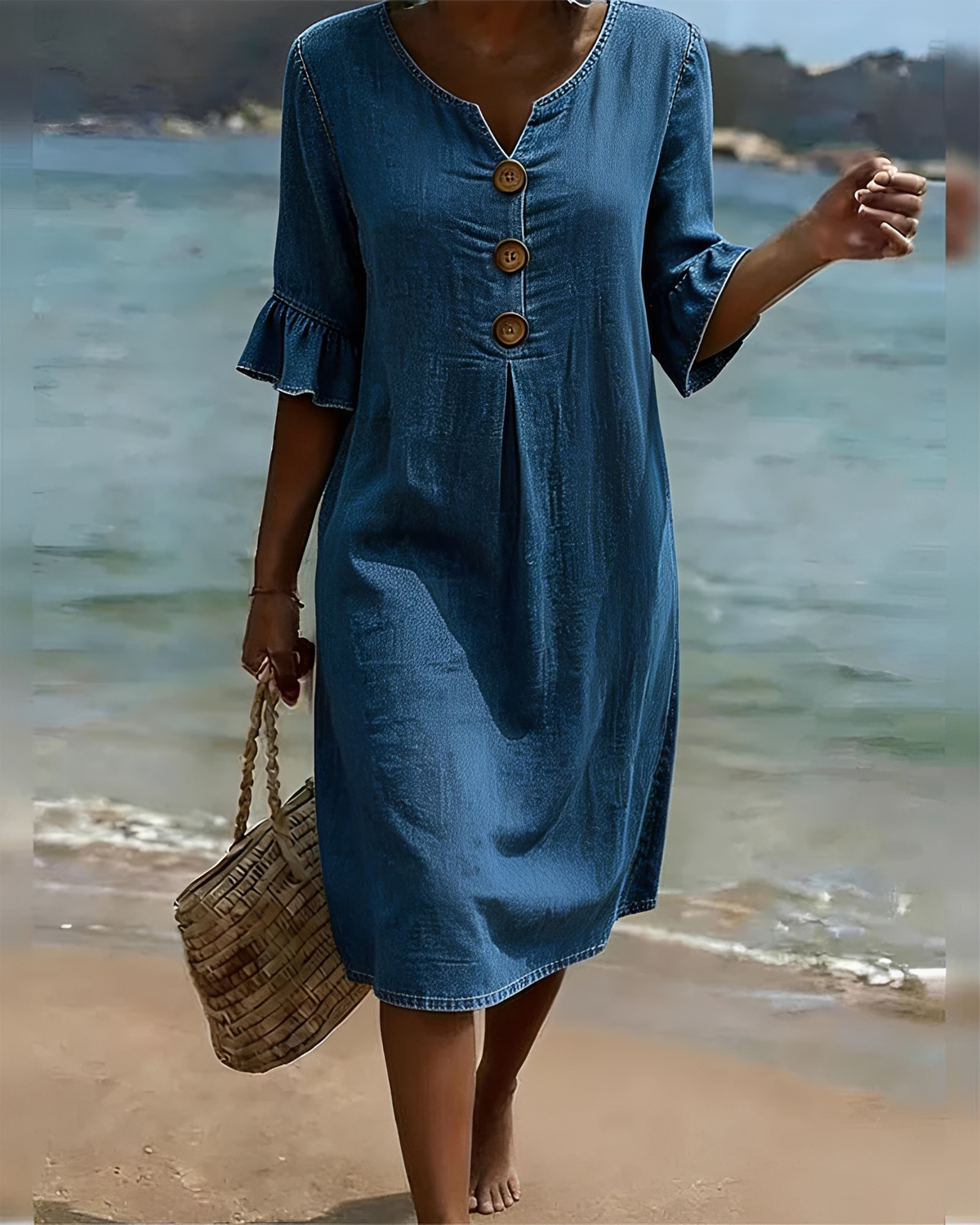 Zahara - Vestido Midi con Botones Sofisticado