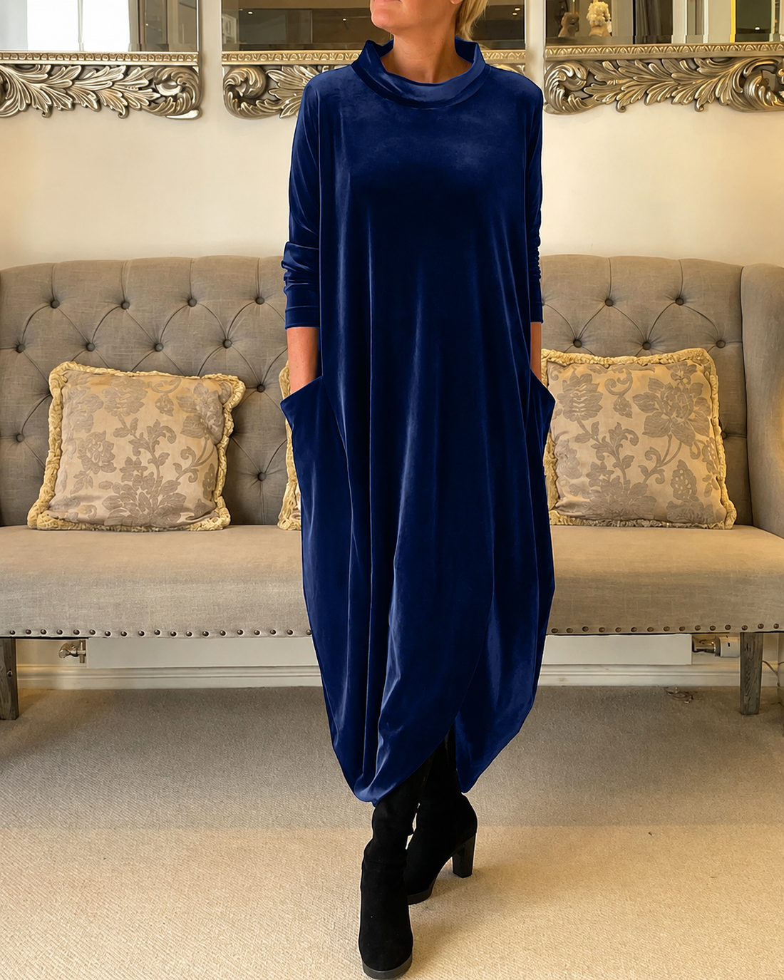 Zalinia - Vestido Elegante con Escote Redondo
