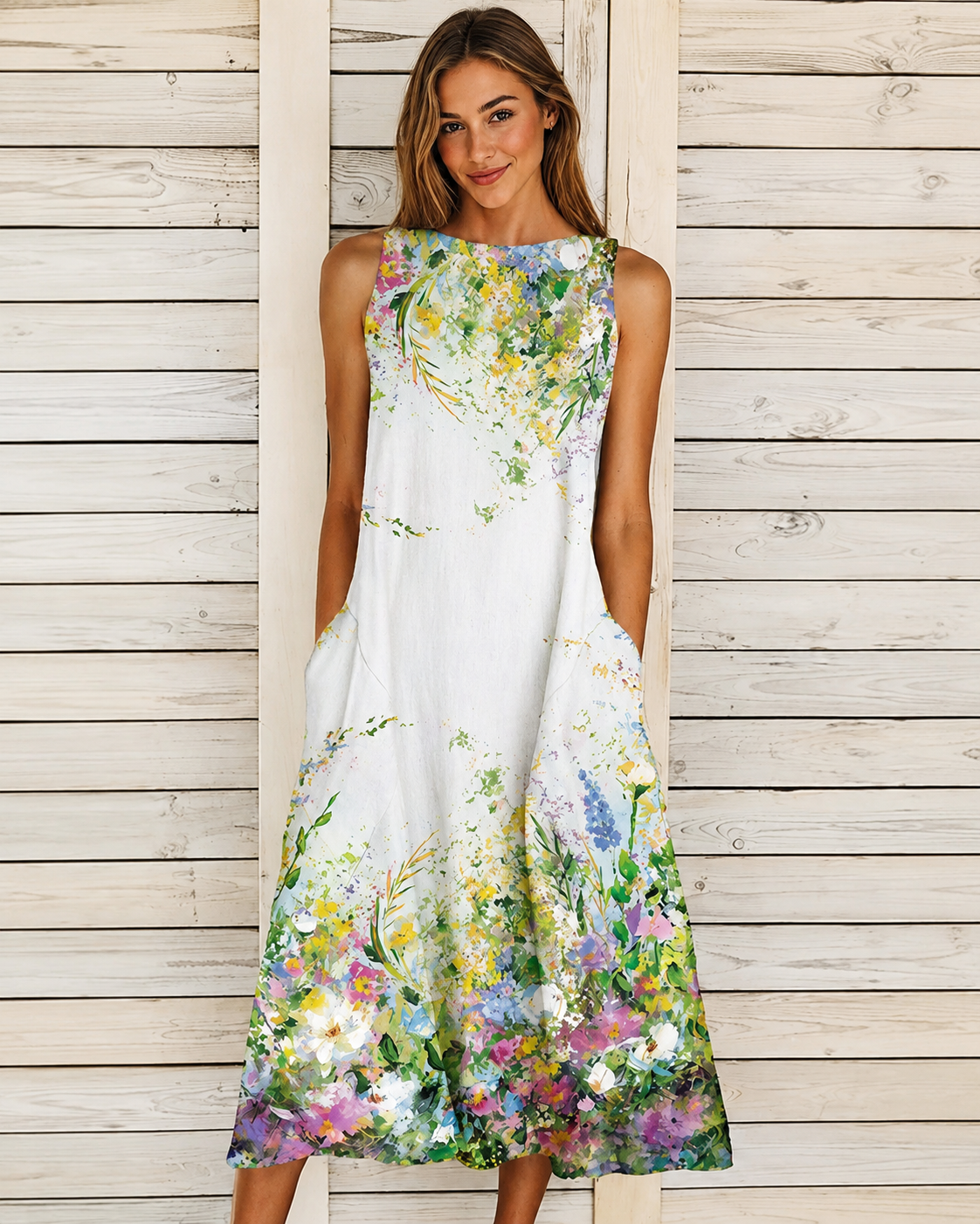 Denique - Vestido Vintage de Largo Medio y Estilo Fluido