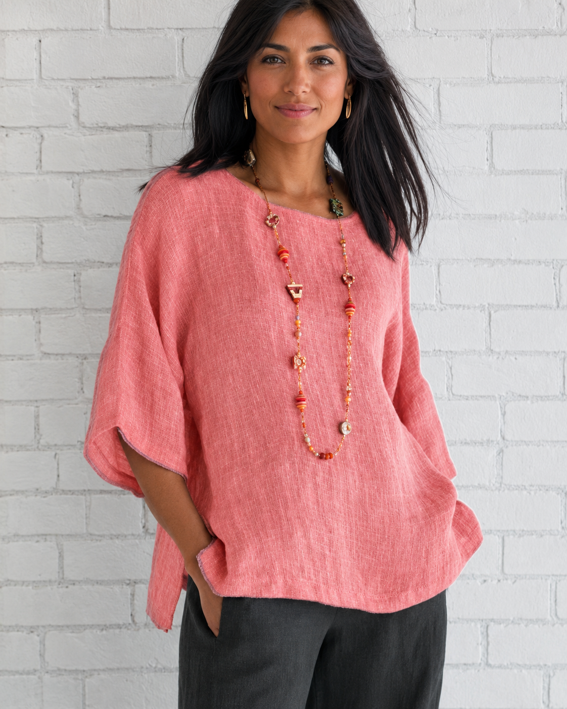 Natalina - Blusa con Elegante Escote Redondo