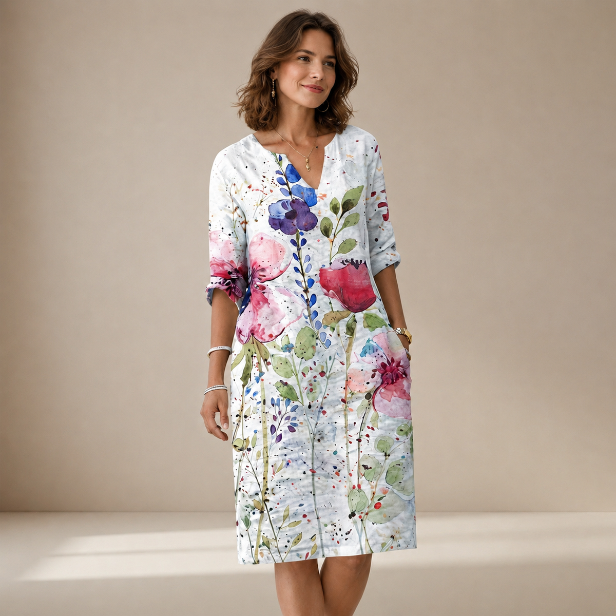 Ninna - Vestido Sofisticado y Suelto con Escote en V
