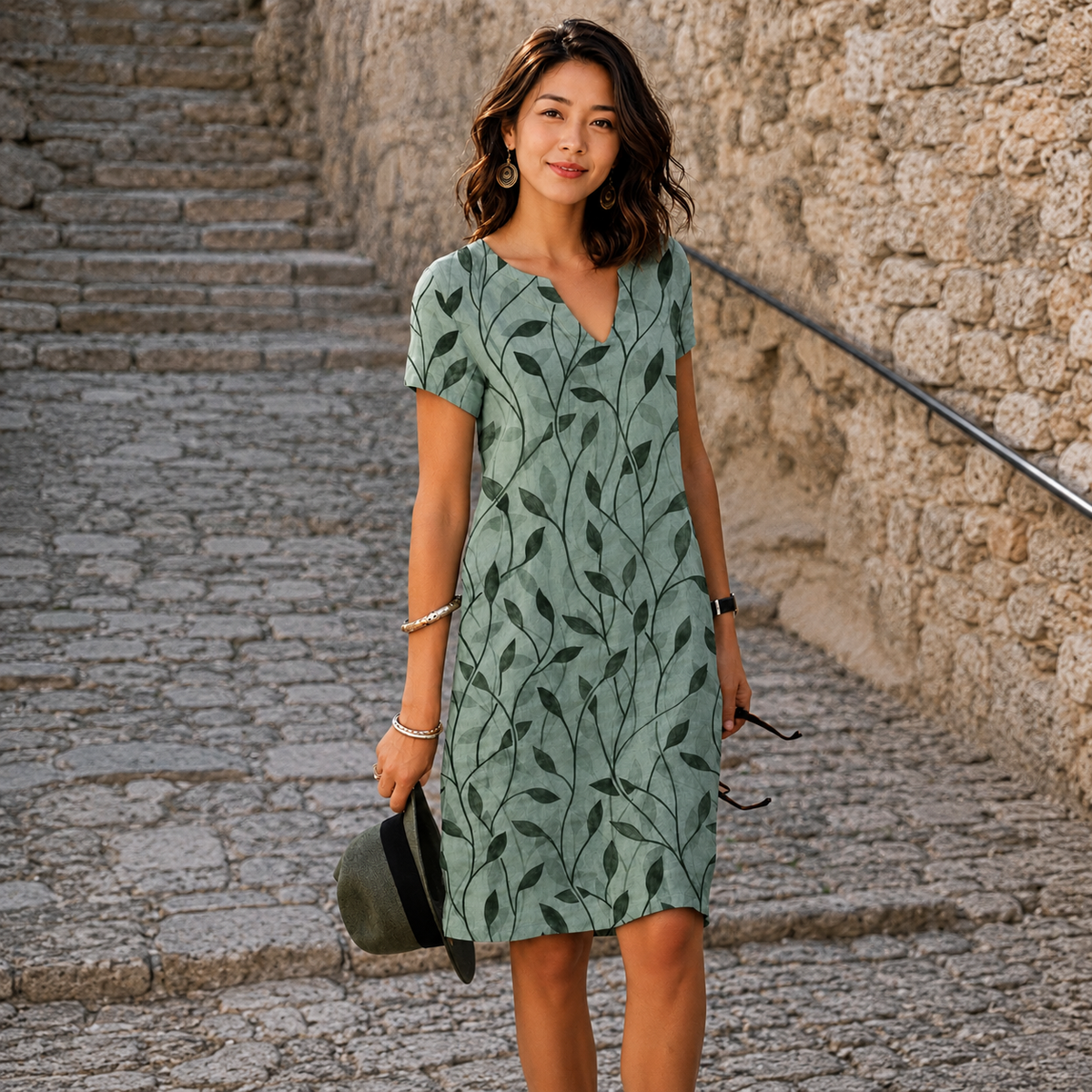 Josette - Vestido Midi Casual con Escote en V