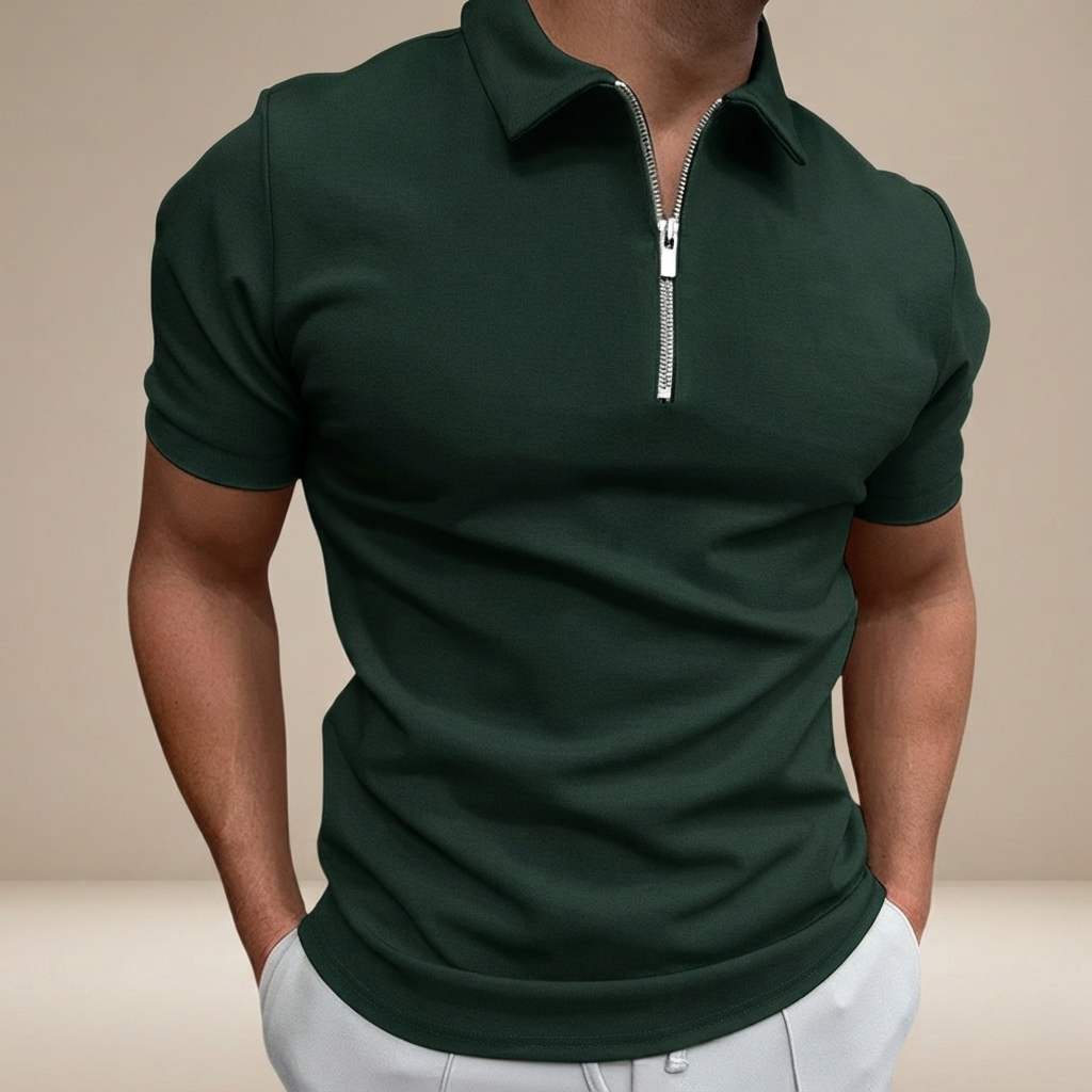 Kesean - Camisa Polo Casual con Media Cremallera