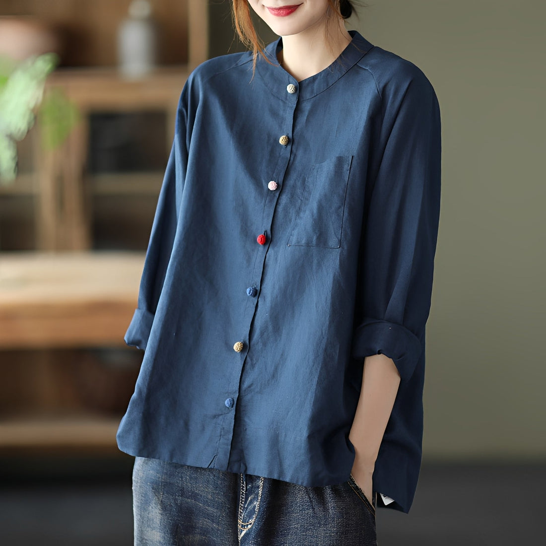 Nellie - Blusa informal con bolsillos para mujeres