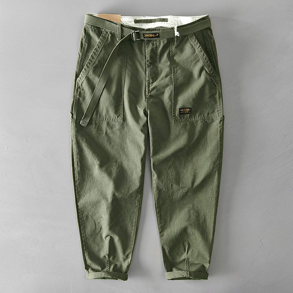 Jeoffrey - Pantalones Casuales con Cinturón y Ajuste Holgado