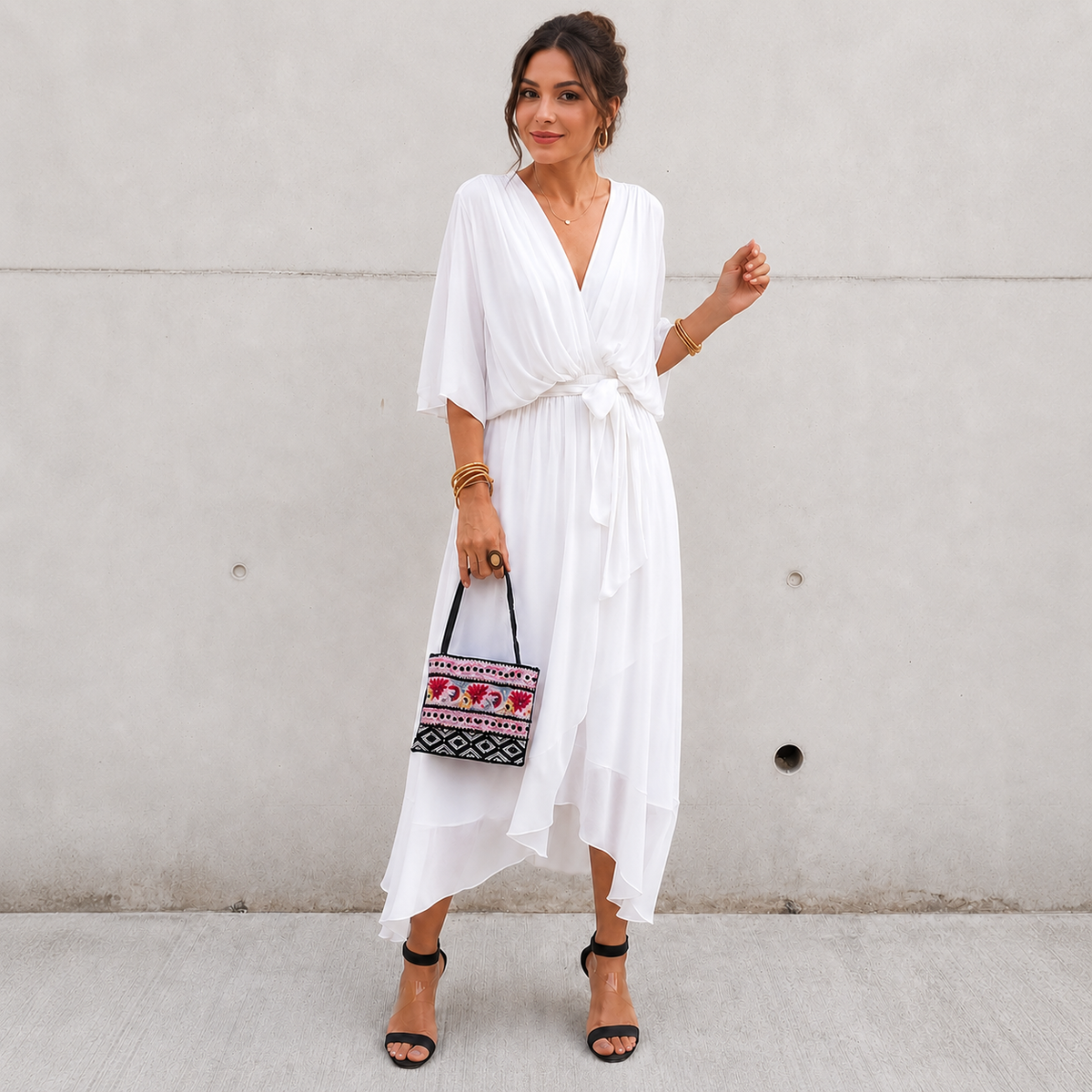 Jescah - Vestido Sofisticado con Mangas Murciélago