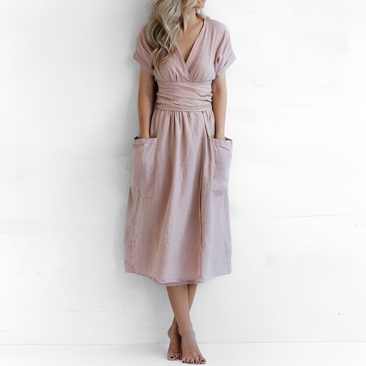 Sasha - Vestido Casual Cruzado con Bolsillos