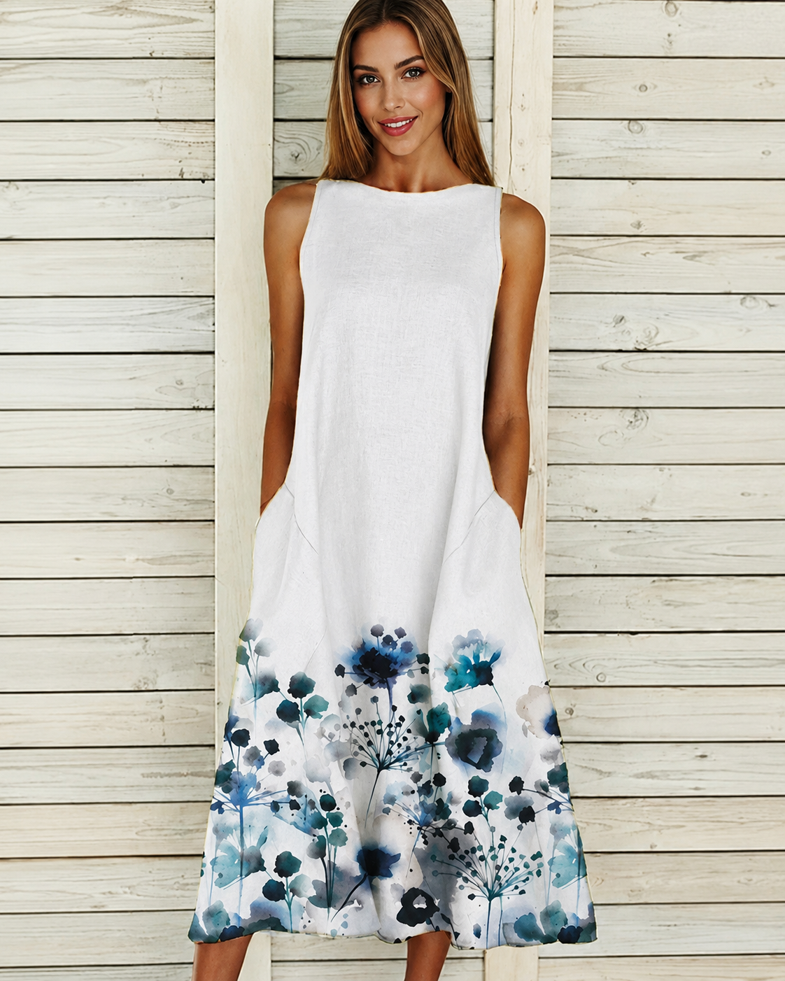 Denique - Vestido Vintage de Largo Medio y Estilo Fluido