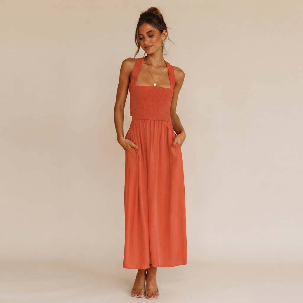 Lena - Vestido Midi Sofisticado con Cuello Cuadrado