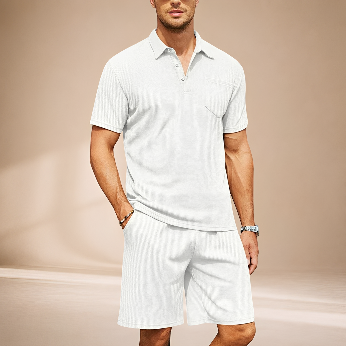 Barry - Conjunto de Polo de Waffle Casual