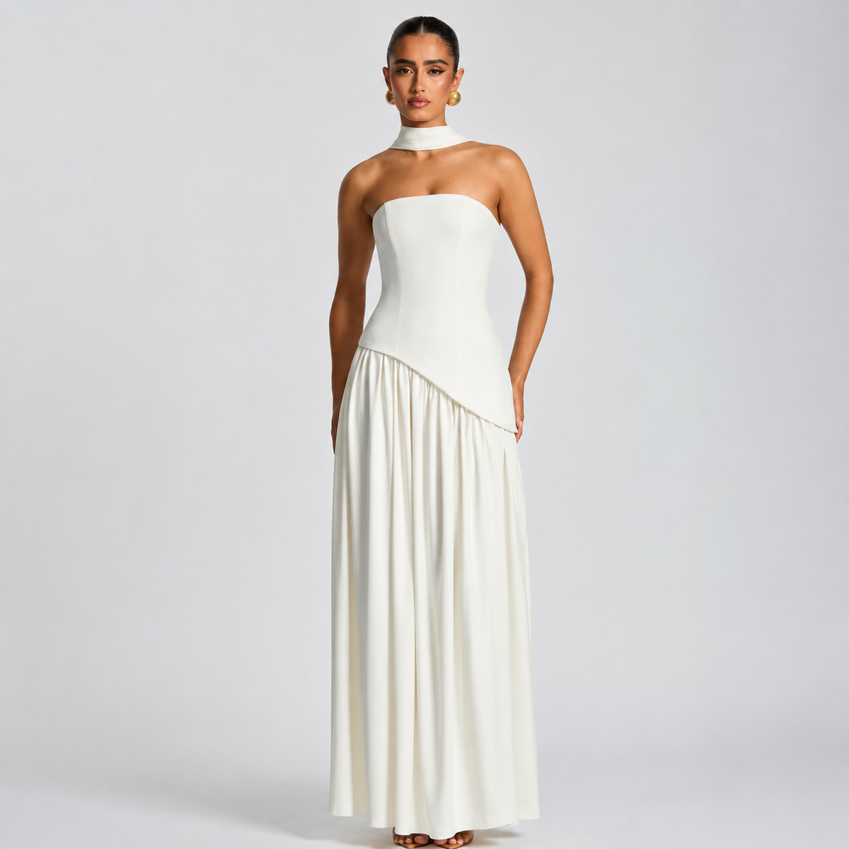 Fatimea - Vestido Maxi Sofisticado con Top Sin Mangas