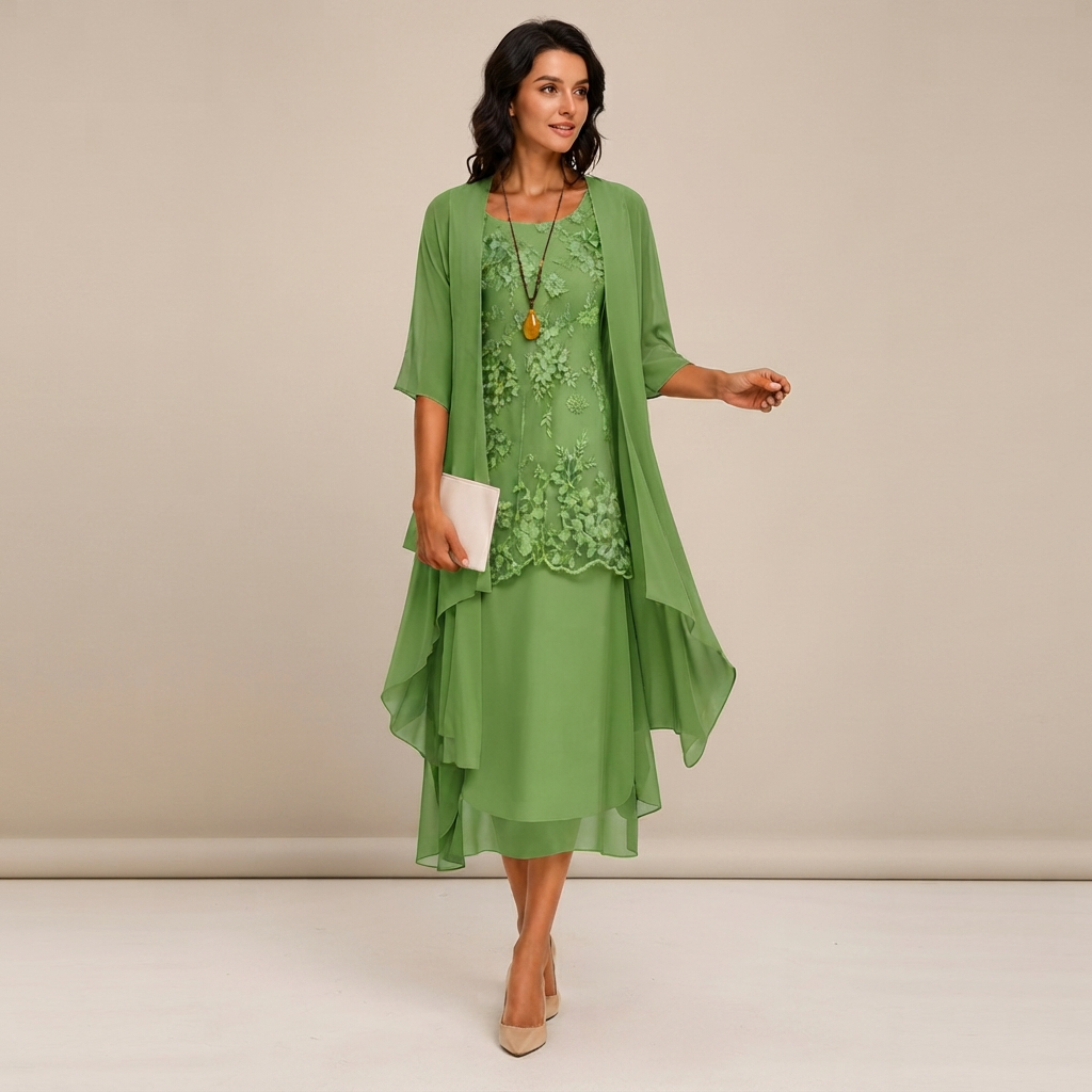 Krystal - Vestido Midi Sofisticado de Dos Piezas